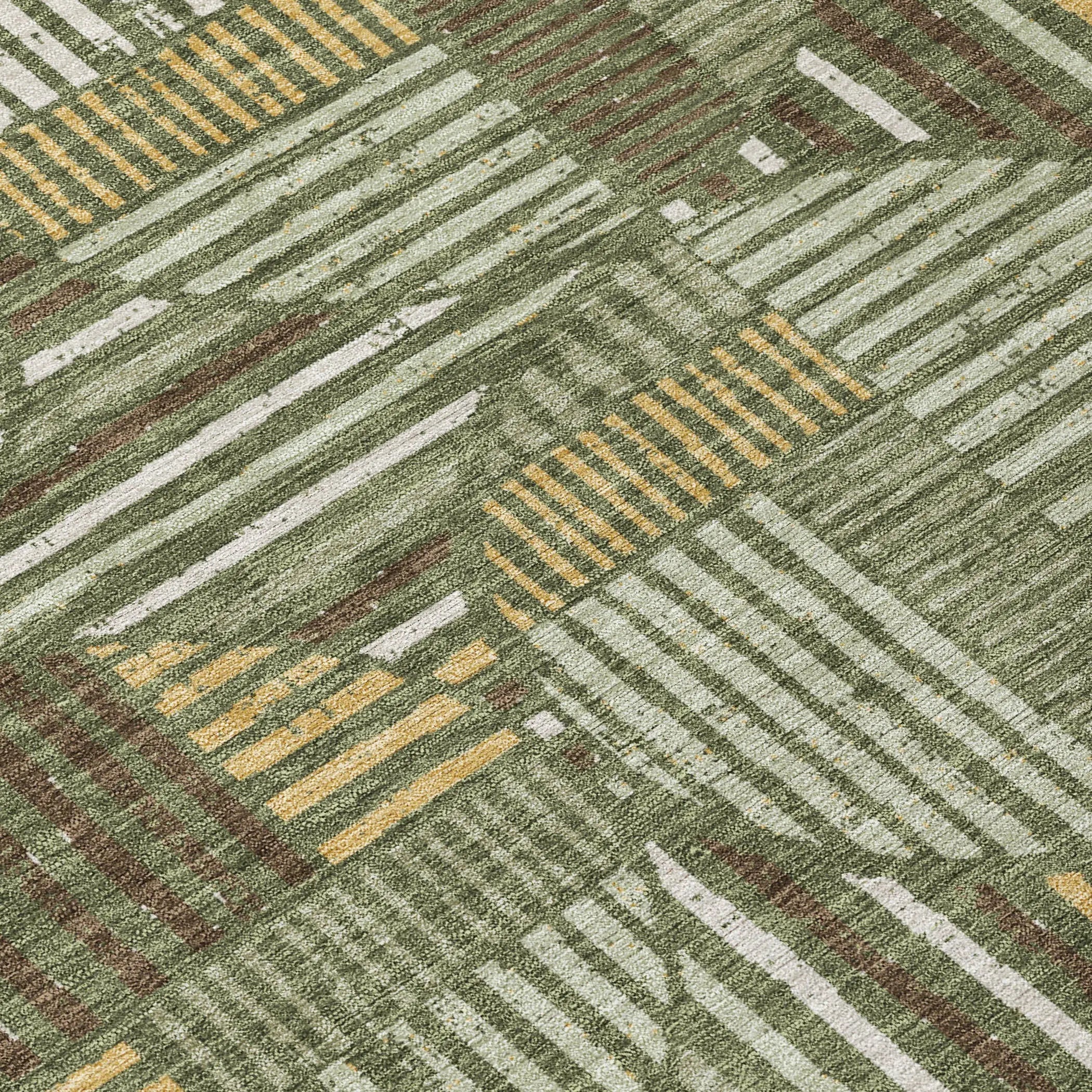 8' X 10' Olive Green And Khaki Geometric Washable Indoor Outdoor Area Rug Homeroots Outdoor