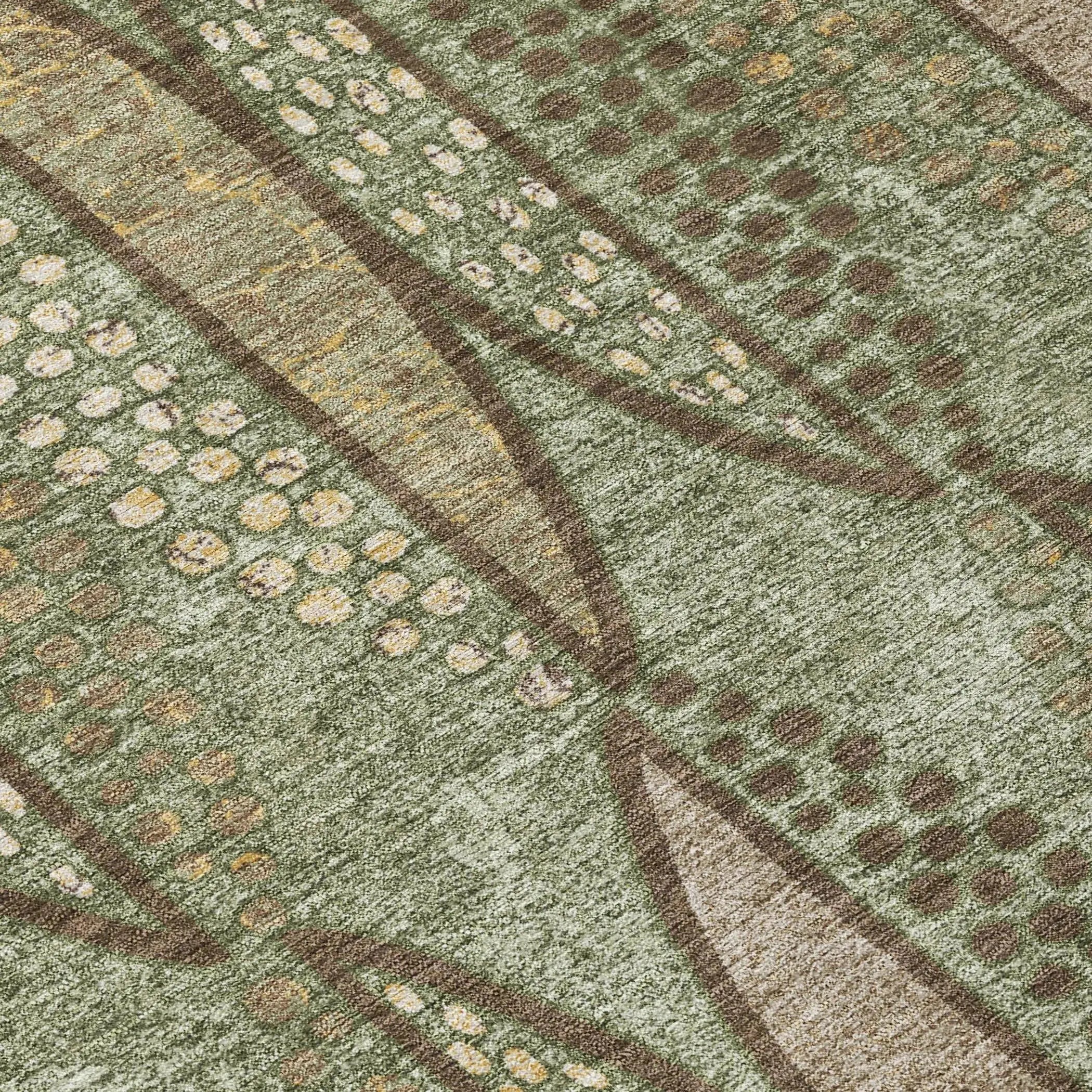 8' X 10' Olive Green And Linen Geometric Washable Indoor Outdoor Area Rug Homeroots Outdoor