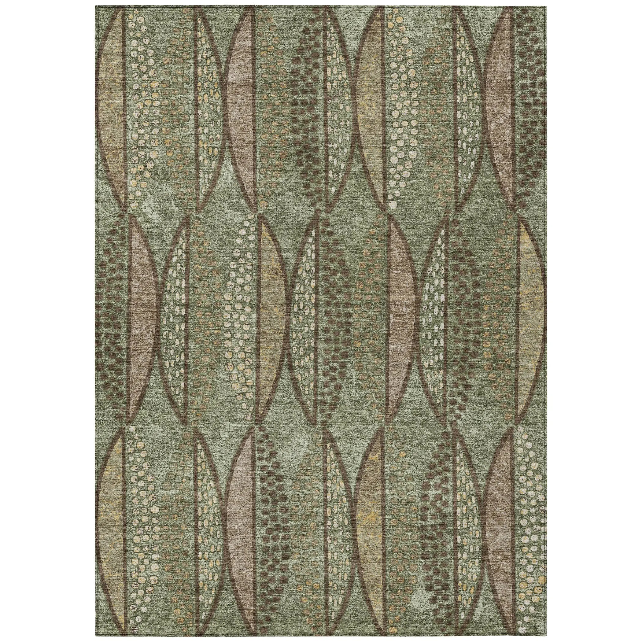 8' X 10' Olive Green And Linen Geometric Washable Indoor Outdoor Area Rug Homeroots Outdoor