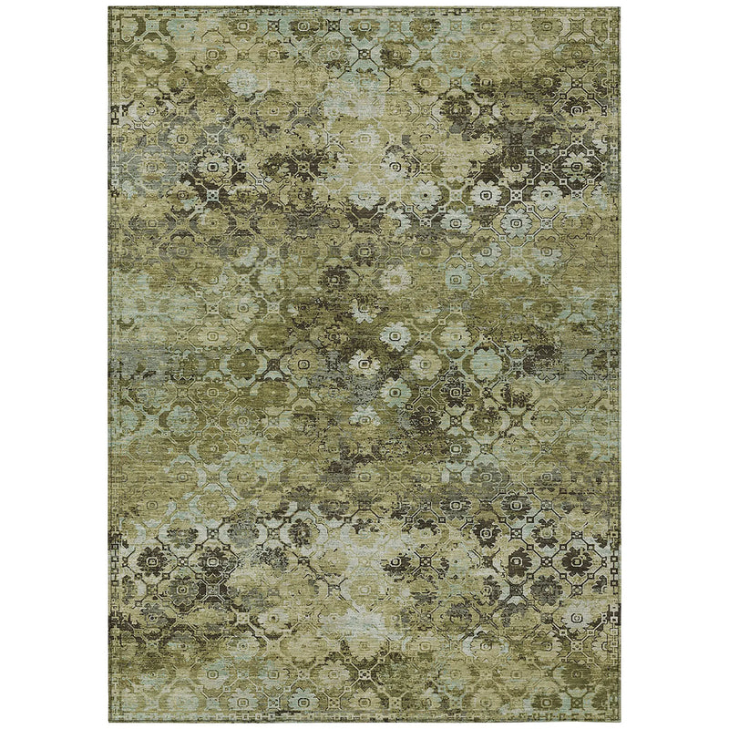 8' X 10' Olive Green And Mint Green Abstract Washable Indoor Outdoor Area Rug Homeroots Outdoor