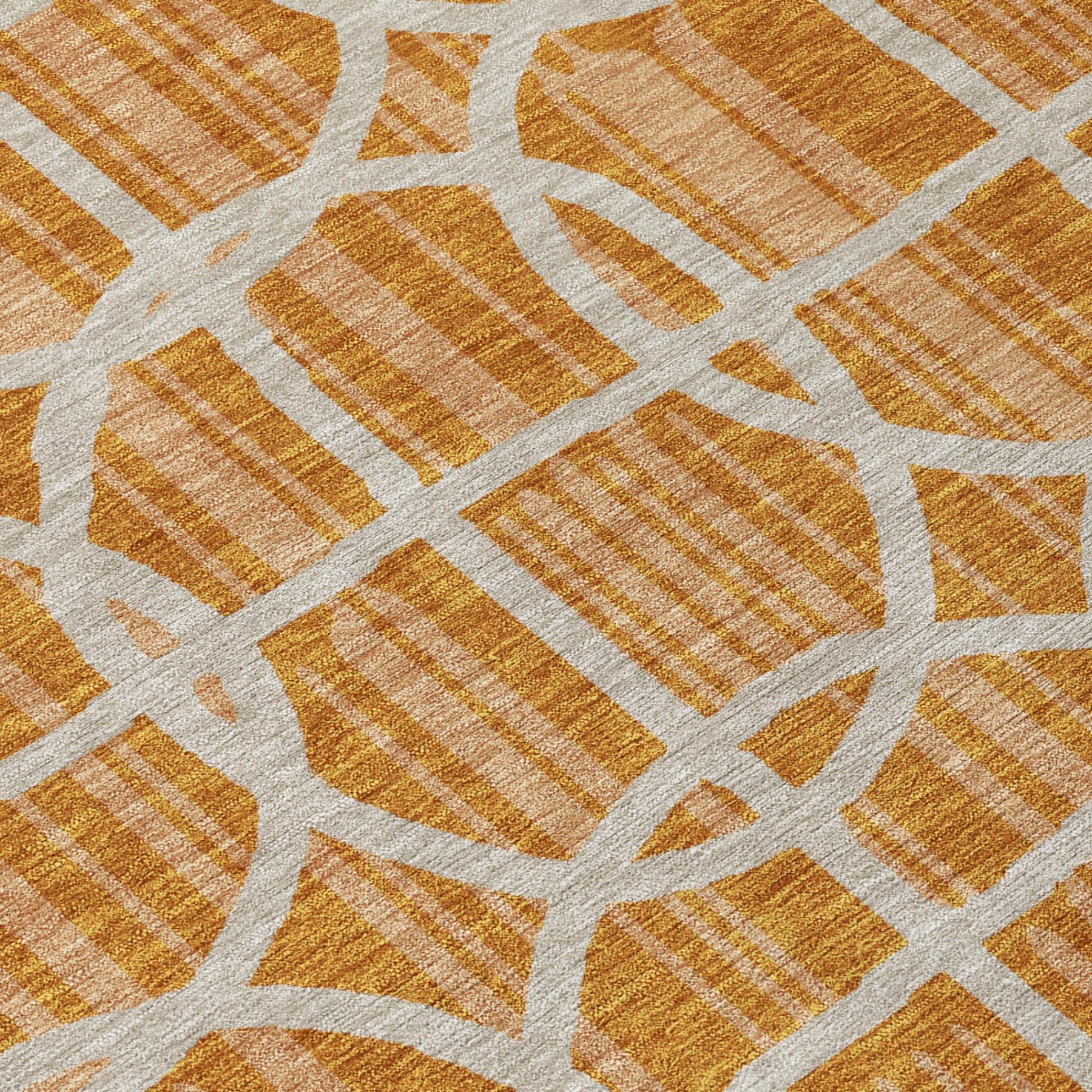 8' X 10' Orange And Beige Geometric Washable Indoor Outdoor Area Rug Homeroots Outdoor