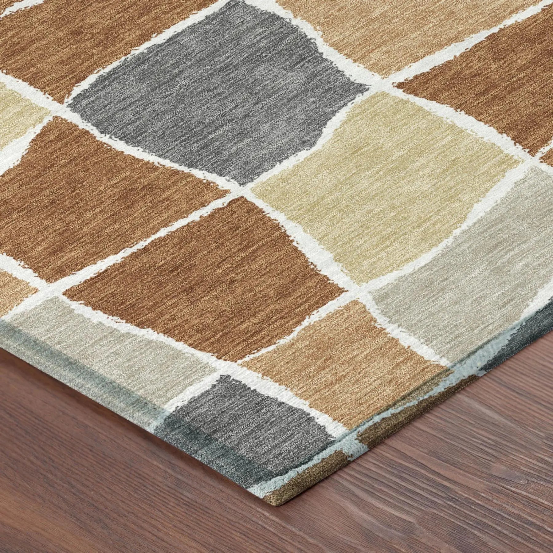 8' X 10' Orange And Beige Geometric Washable Indoor Outdoor Area Rug Homeroots Outdoor