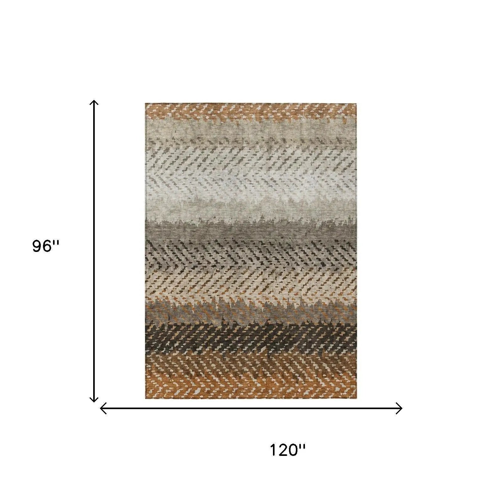 8' X 10' Orange And Beige Striped Washable Indoor Outdoor Area Rug Homeroots Outdoor