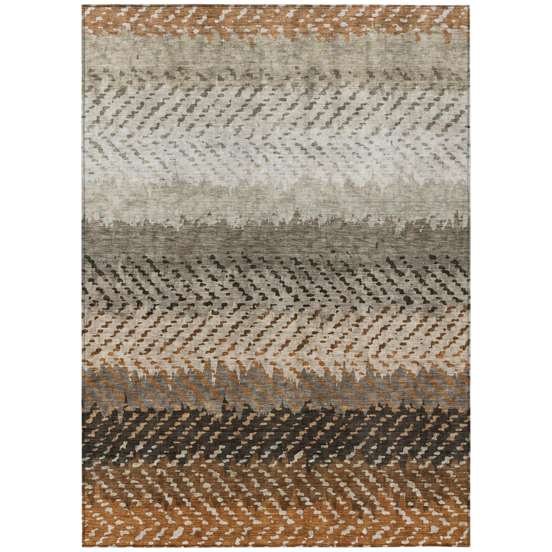 8' X 10' Orange And Beige Striped Washable Indoor Outdoor Area Rug Homeroots Outdoor