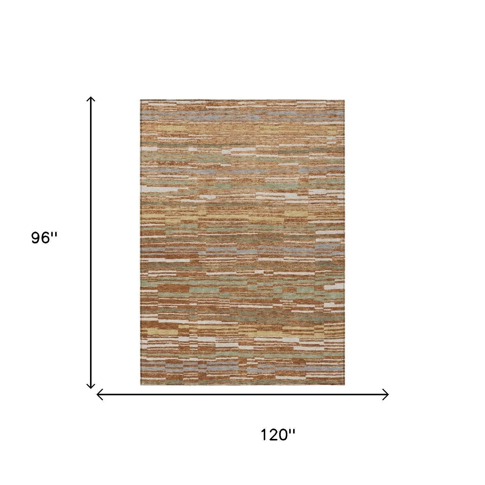 8' X 10' Orange And Beige Striped Washable Indoor Outdoor Area Rug Homeroots Outdoor