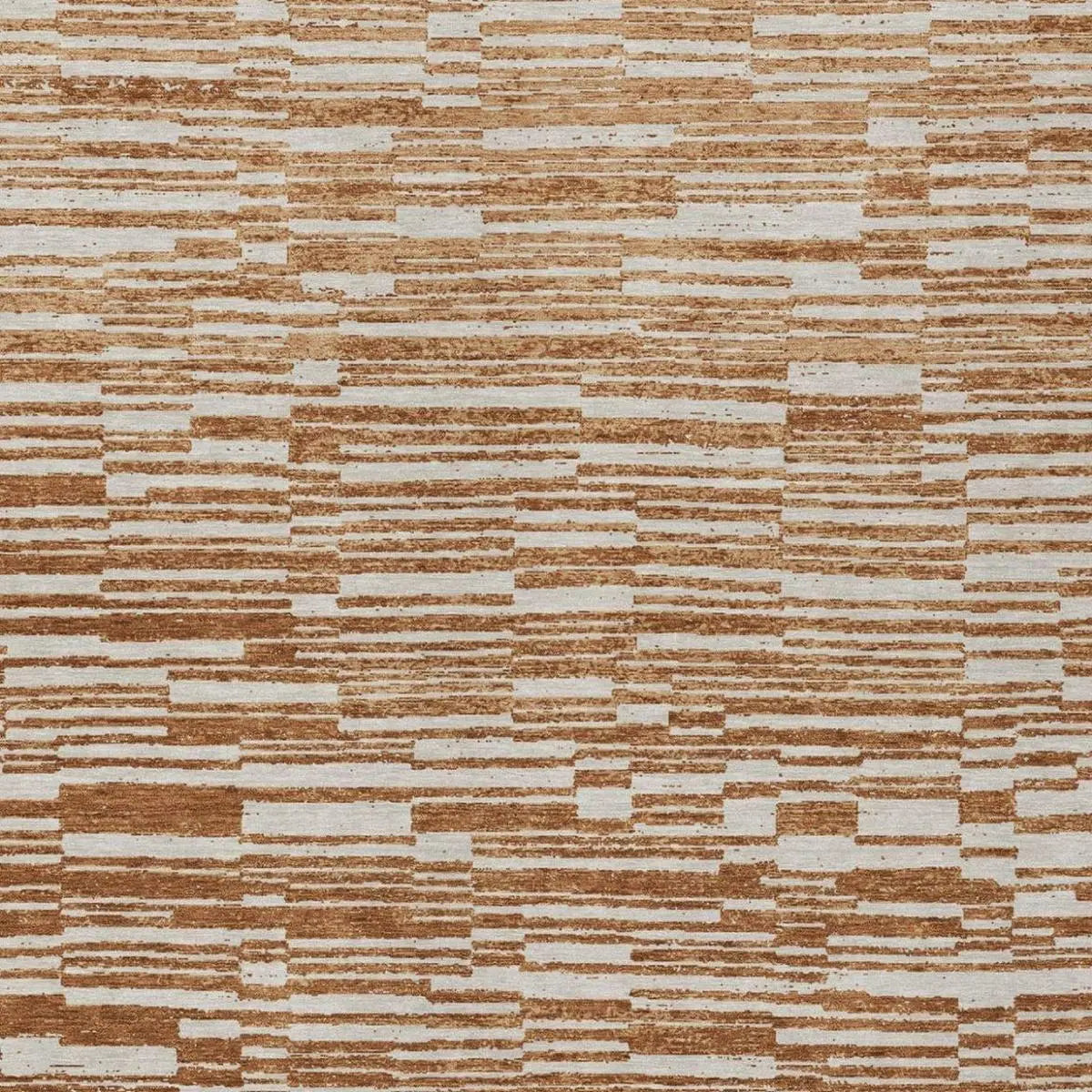 8' X 10' Orange And Beige Striped Washable Indoor Outdoor Area Rug Homeroots Outdoor