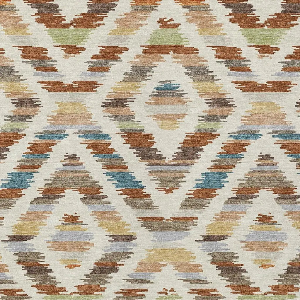 8' X 10' Orange And Beige Tribal Washable Indoor Outdoor Area Rug Homeroots Outdoor