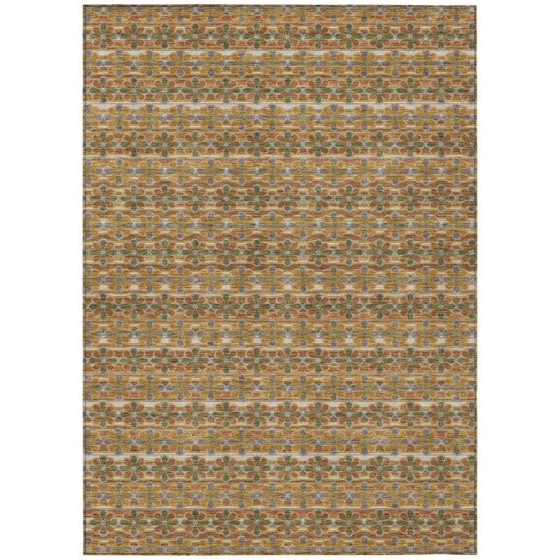 8' X 10' Orange And Blue Striped Washable Indoor Outdoor Area Rug Homeroots Outdoor