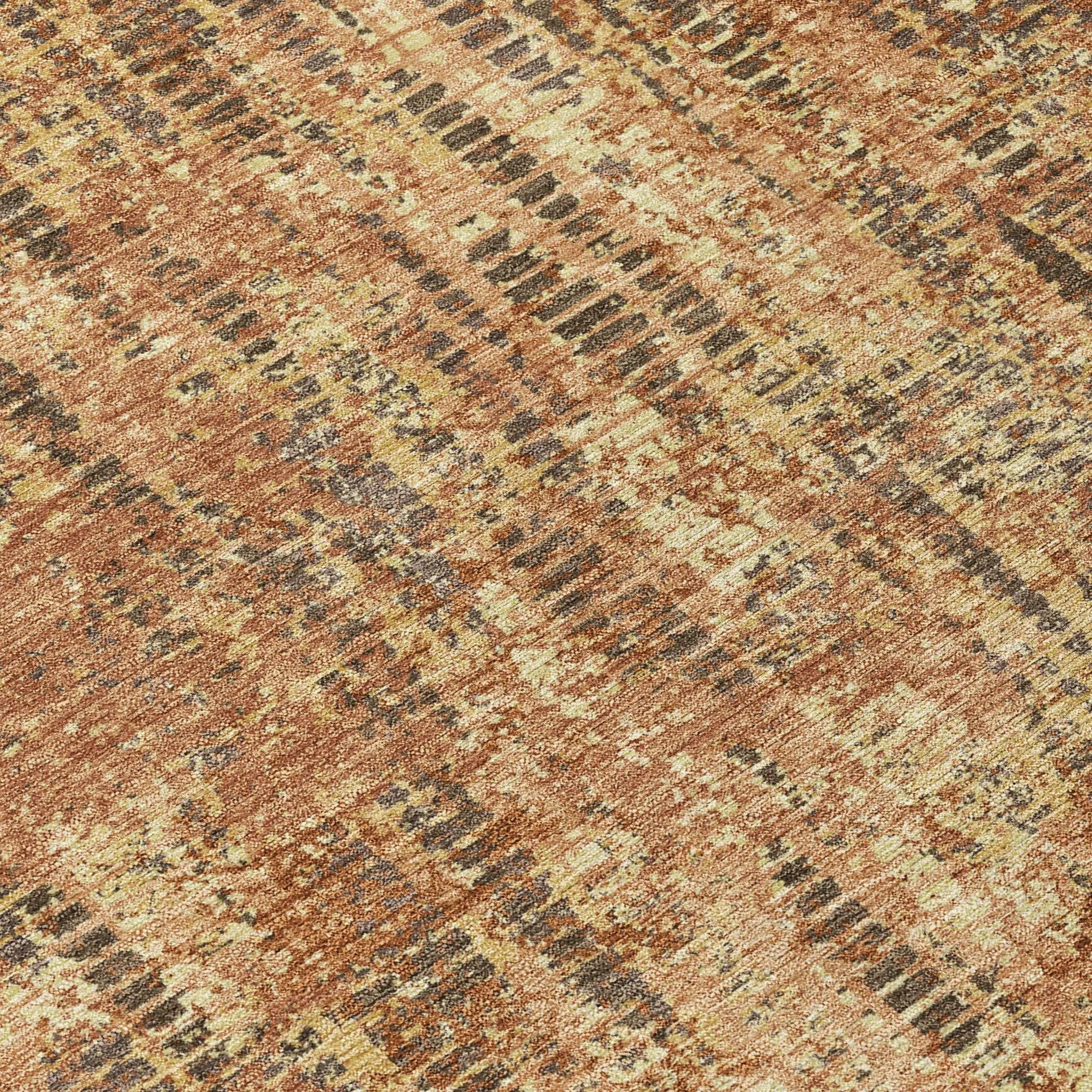 8' X 10' Orange And Brown Abstract Washable Indoor Outdoor Area Rug Homeroots Outdoor