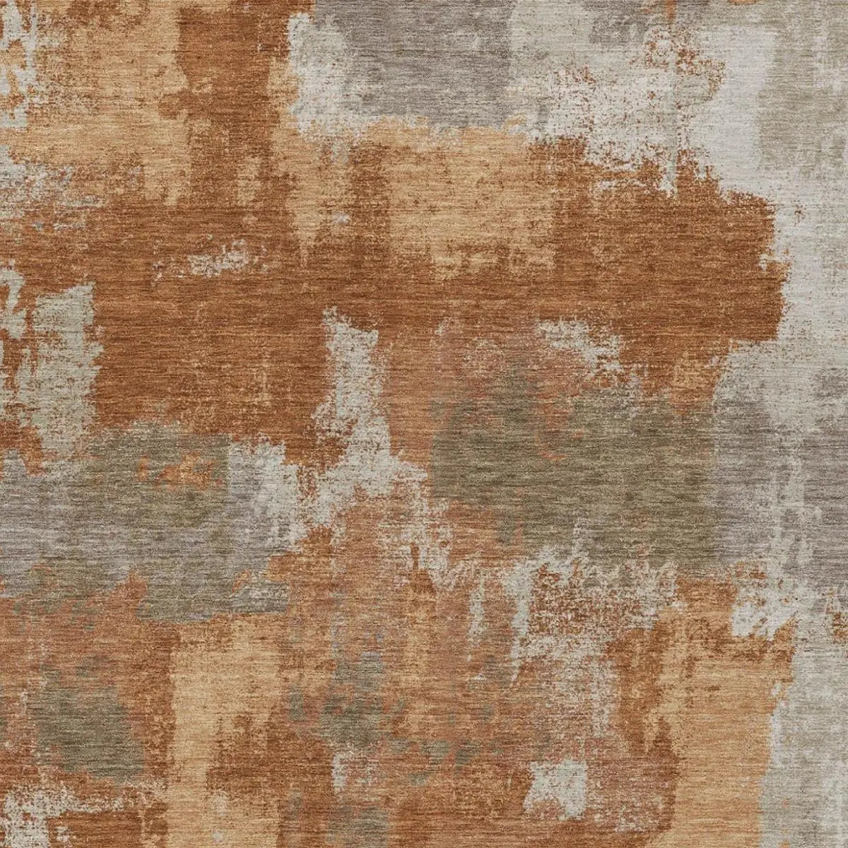 8' X 10' Orange And Brown Abstract Washable Indoor Outdoor Area Rug Homeroots Outdoor