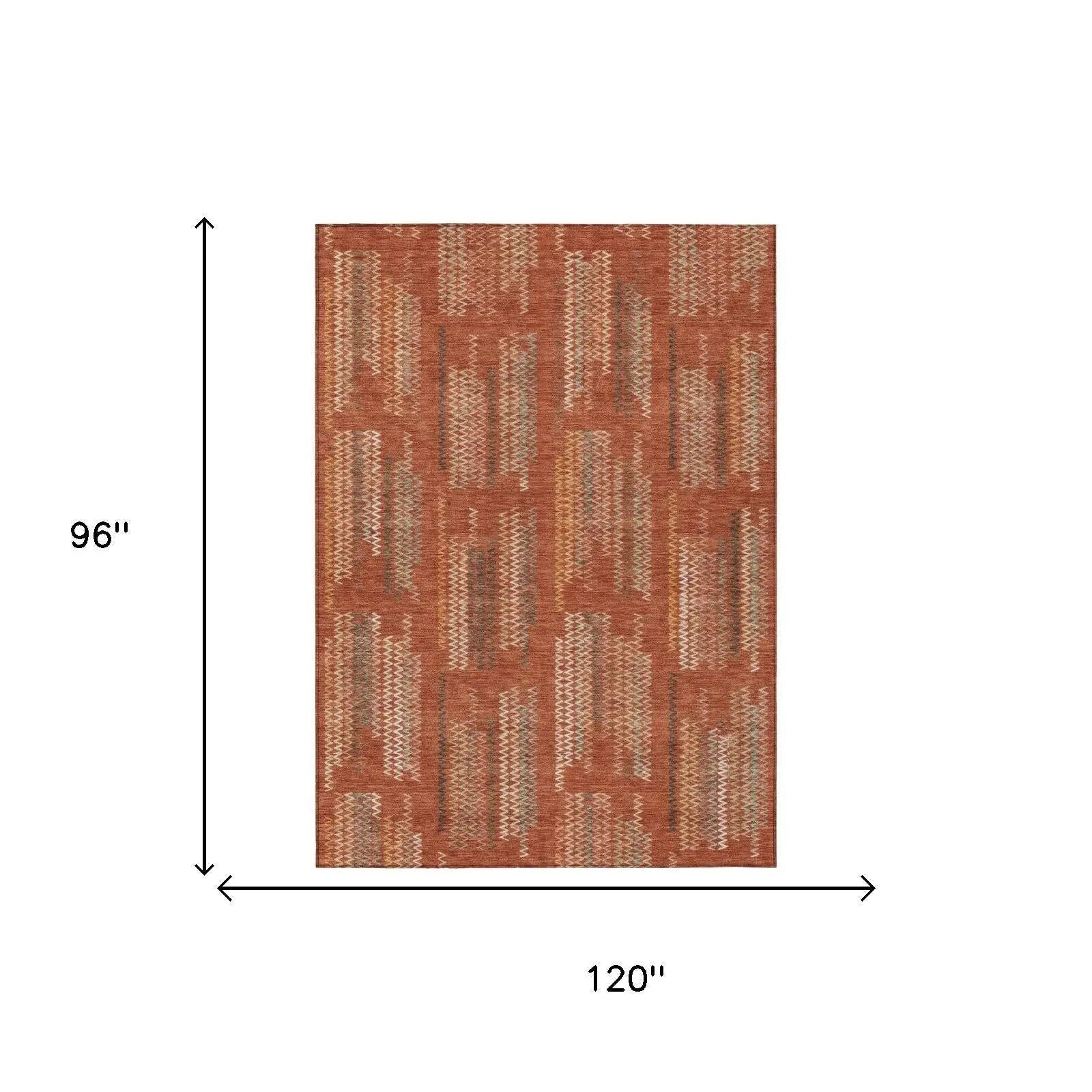 8' X 10' Orange And Brown Abstract Washable Indoor Outdoor Area Rug Homeroots Outdoor