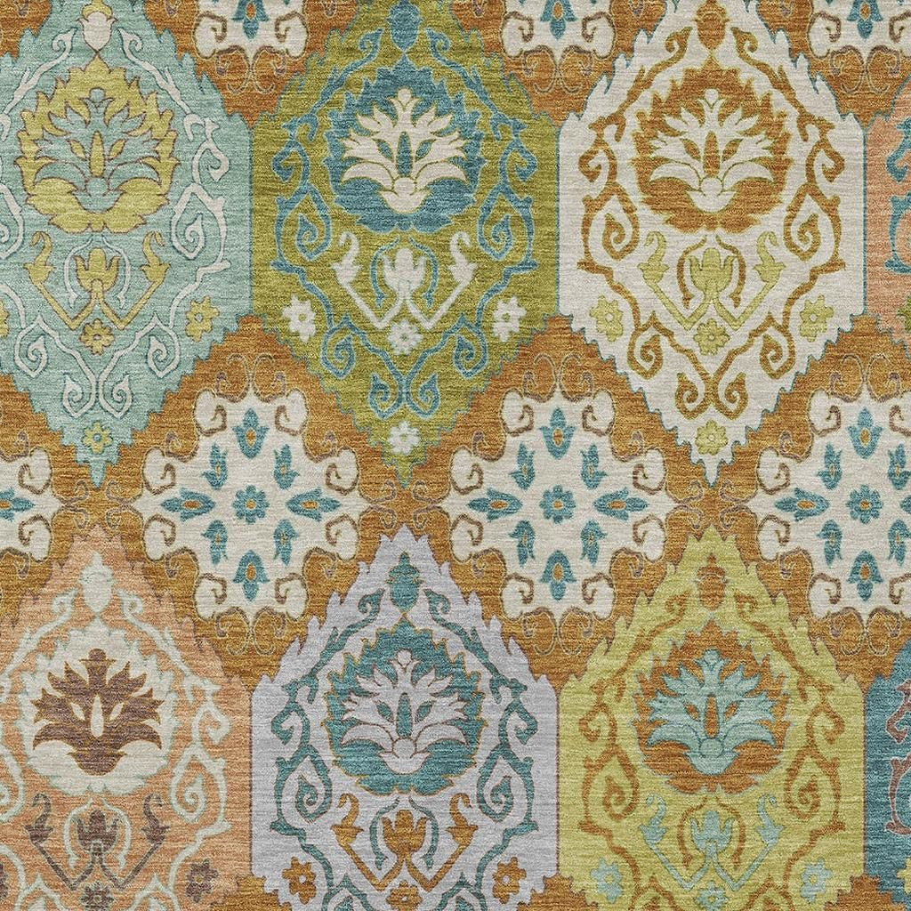8' X 10' Orange And Brown Geometric Washable Indoor Outdoor Area Rug Homeroots Outdoor