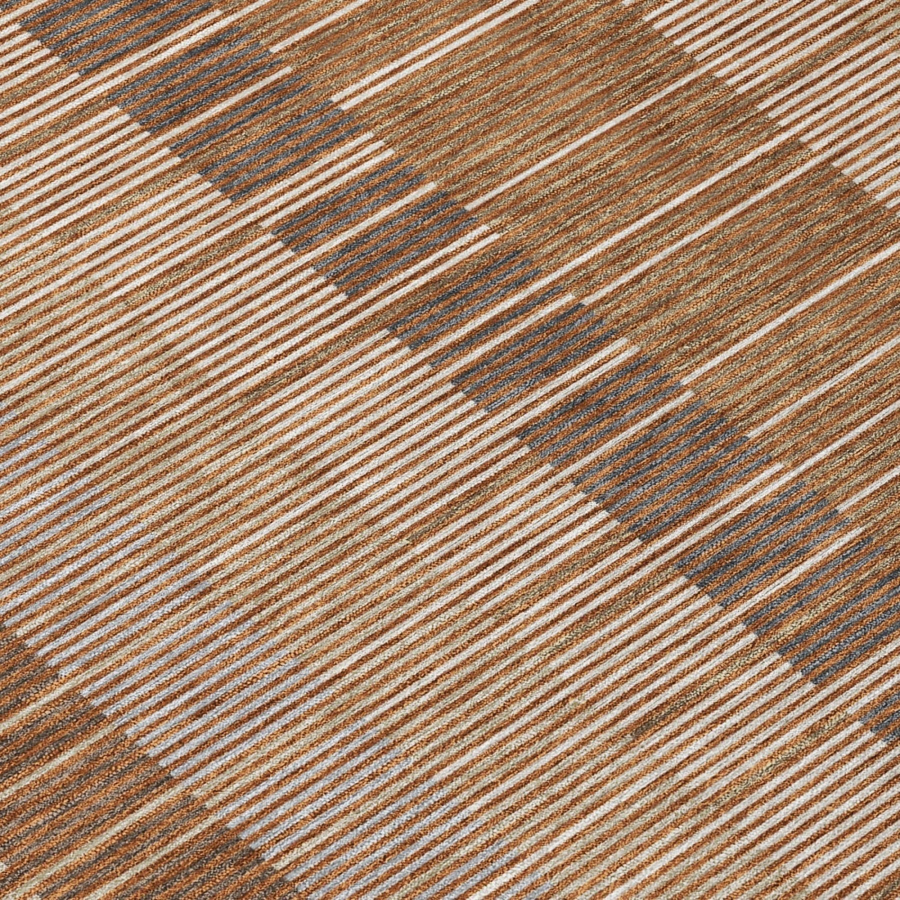 8' X 10' Orange And Brown Striped Washable Indoor Outdoor Area Rug Homeroots Outdoor