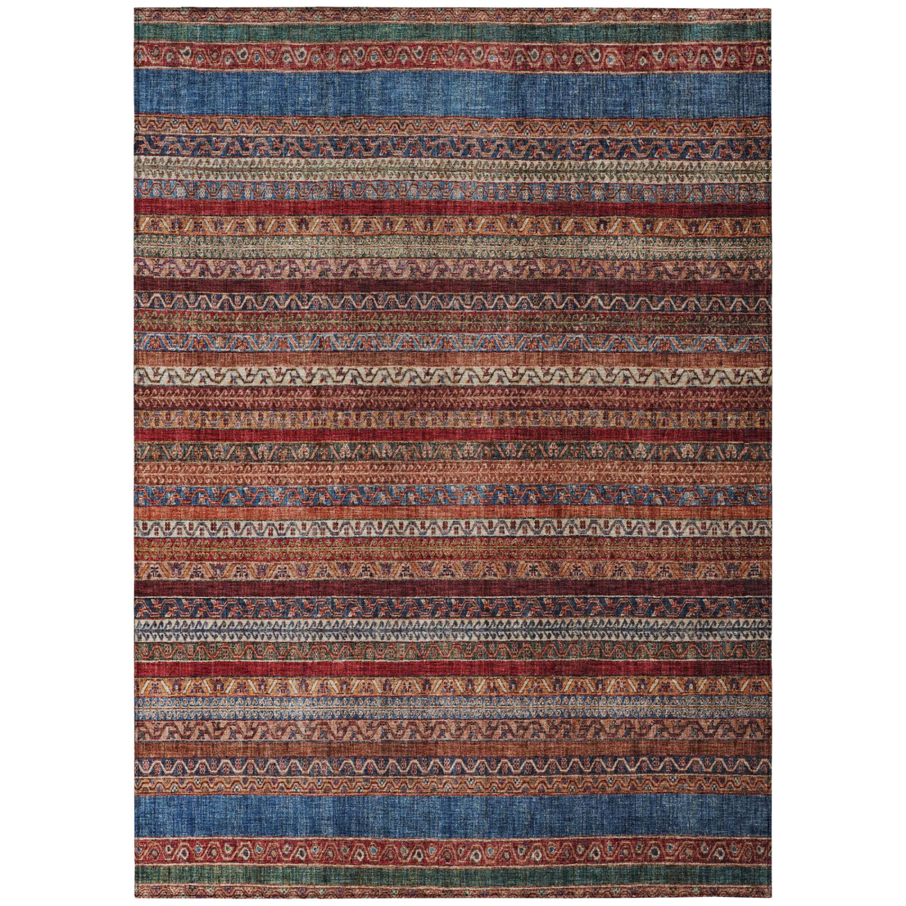 8' X 10' Orange And Burgundy Striped Washable Indoor Outdoor Area Rug Homeroots Outdoor