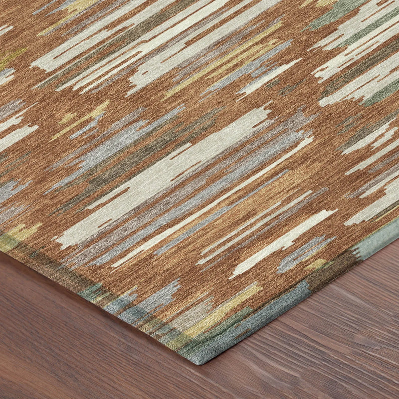 8' X 10' Orange And Charcoal Southwestern Washable Indoor Outdoor Area Rug Homeroots Outdoor