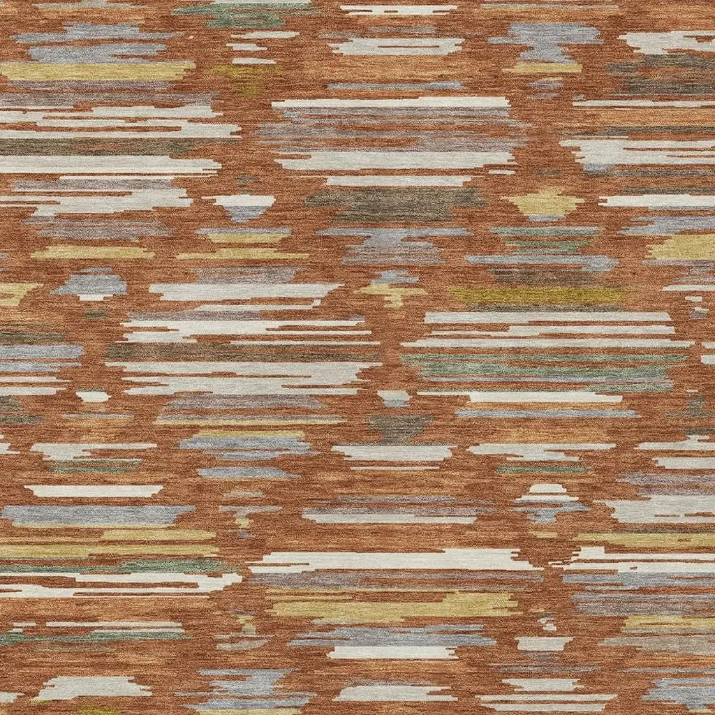 8' X 10' Orange And Charcoal Southwestern Washable Indoor Outdoor Area Rug Homeroots Outdoor