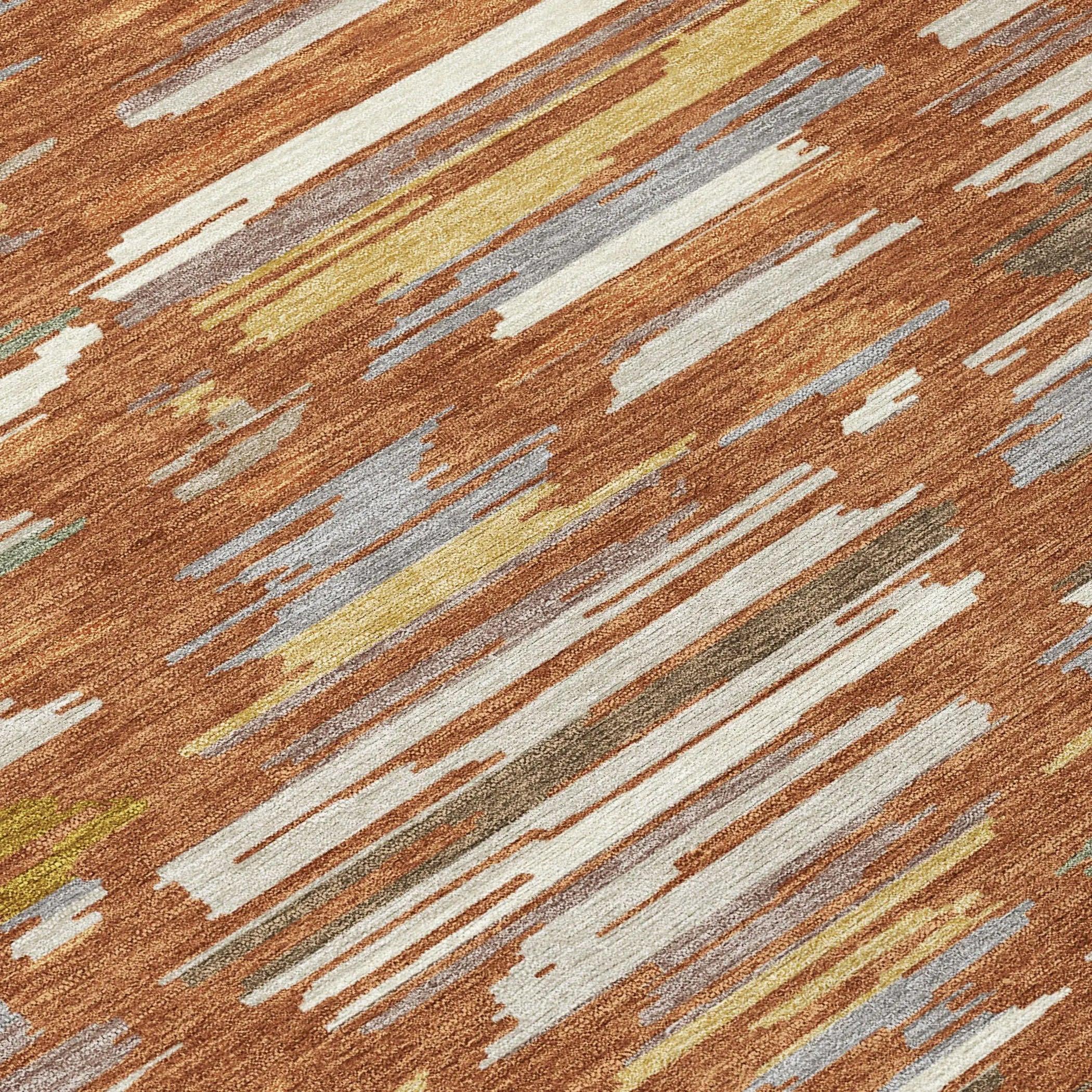 8' X 10' Orange And Charcoal Southwestern Washable Indoor Outdoor Area Rug Homeroots Outdoor