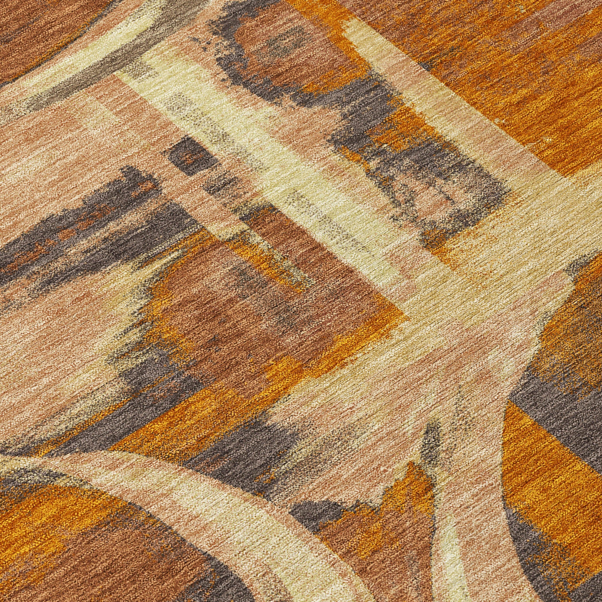 8' X 10' Orange And Copper Abstract Washable Indoor Outdoor Area Rug Homeroots Outdoor