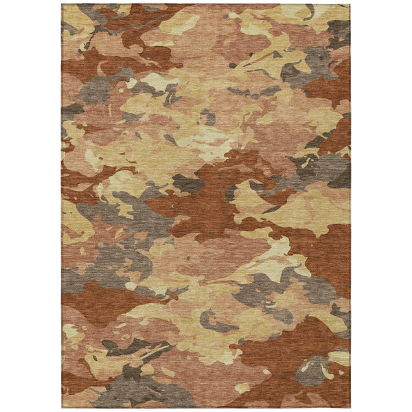 8' X 10' Orange And Copper Abstract Washable Indoor Outdoor Area Rug Homeroots Outdoor
