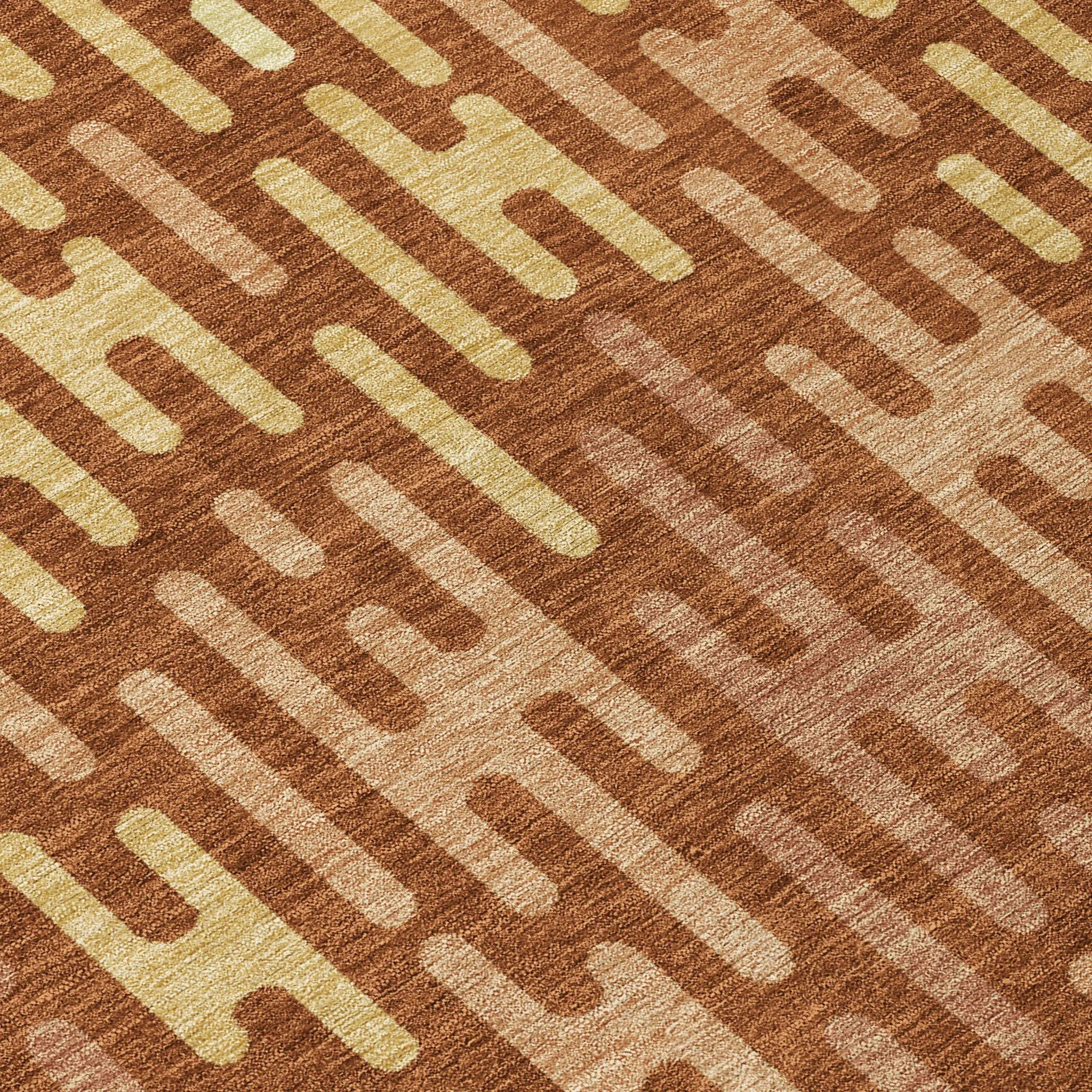 8' X 10' Orange And Copper Abstract Washable Indoor Outdoor Area Rug Homeroots Outdoor