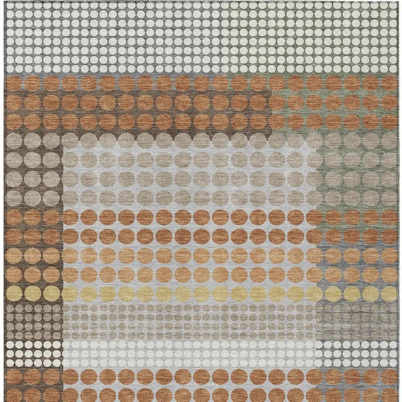 8' X 10' Orange And Copper Geometric Washable Indoor Outdoor Area Rug Homeroots Outdoor