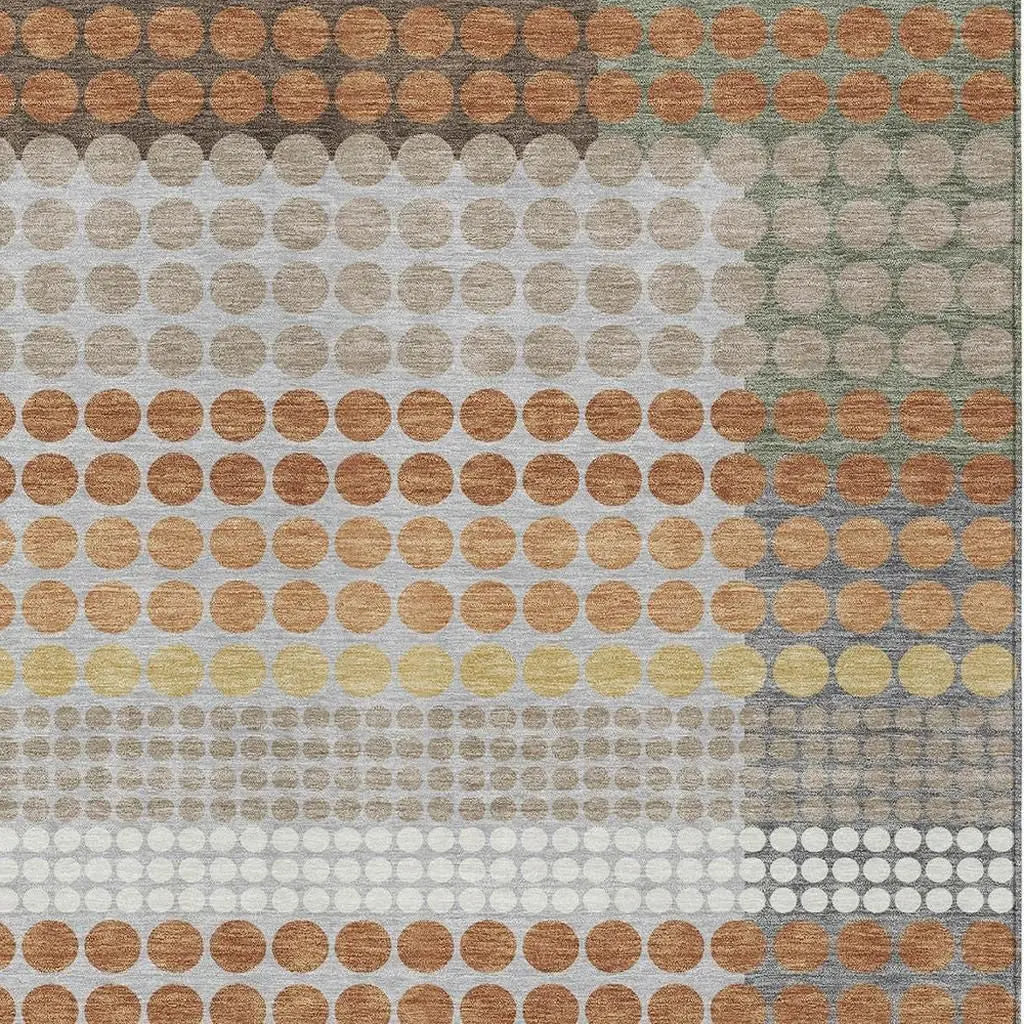 8' X 10' Orange And Copper Geometric Washable Indoor Outdoor Area Rug Homeroots Outdoor
