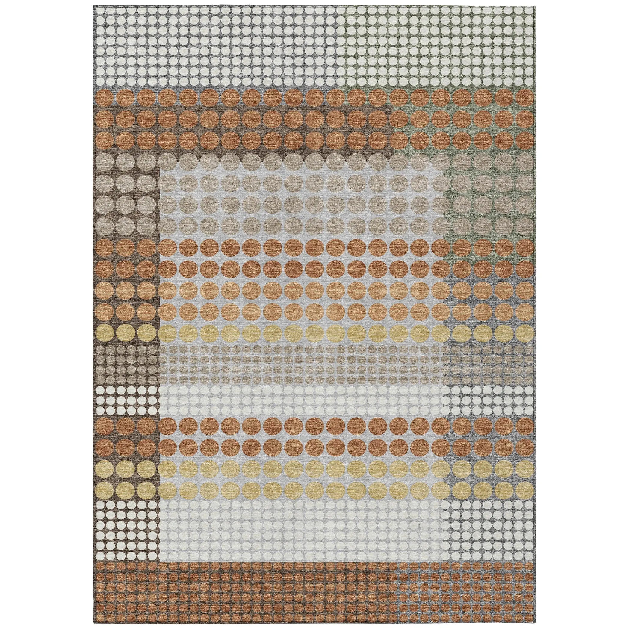 8' X 10' Orange And Copper Geometric Washable Indoor Outdoor Area Rug Homeroots Outdoor