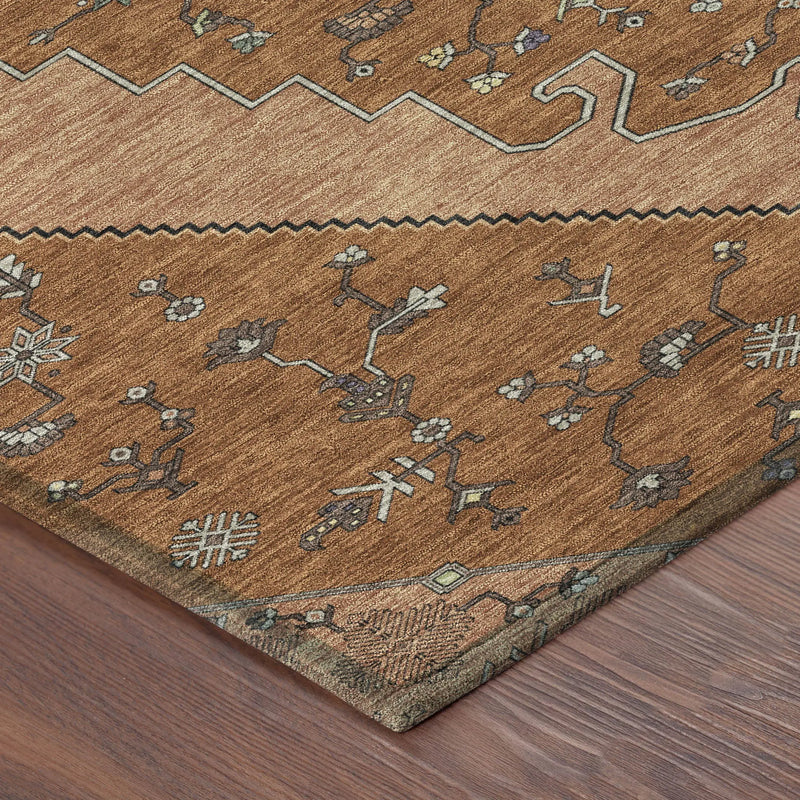8' X 10' Orange And Copper Geometric Washable Indoor Outdoor Area Rug Homeroots Outdoor