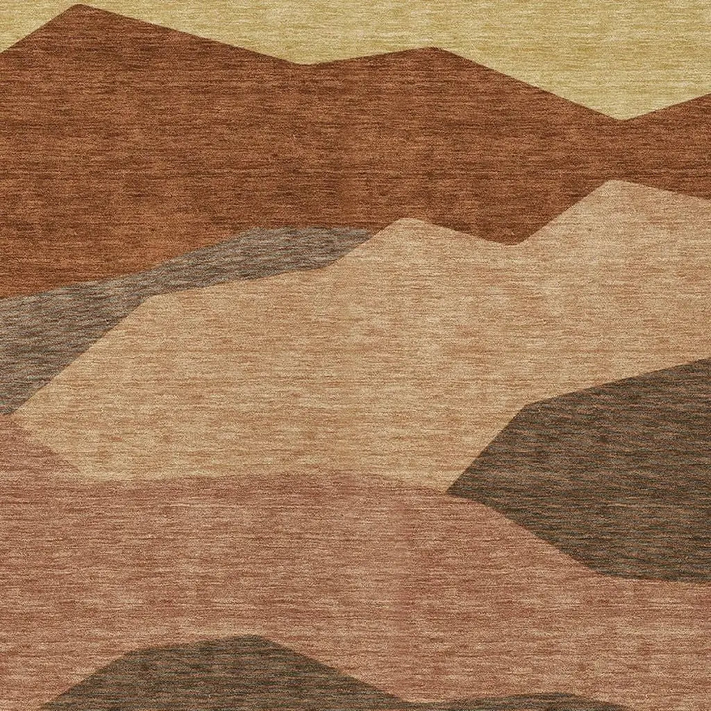 8' X 10' Orange And Copper Geometric Washable Indoor Outdoor Area Rug Homeroots Outdoor