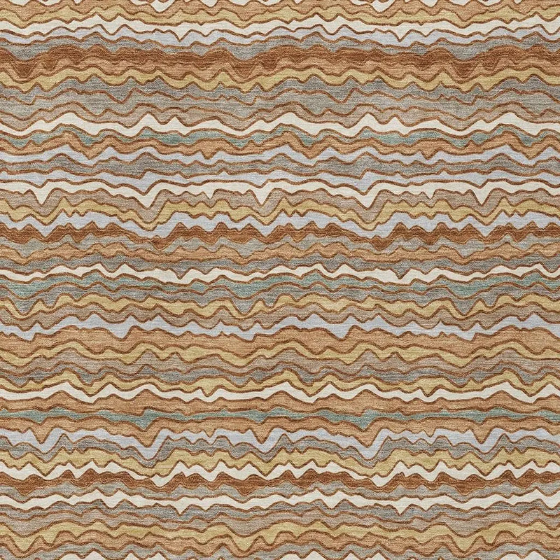 8' X 10' Orange And Copper Striped Washable Indoor Outdoor Area Rug Homeroots Outdoor