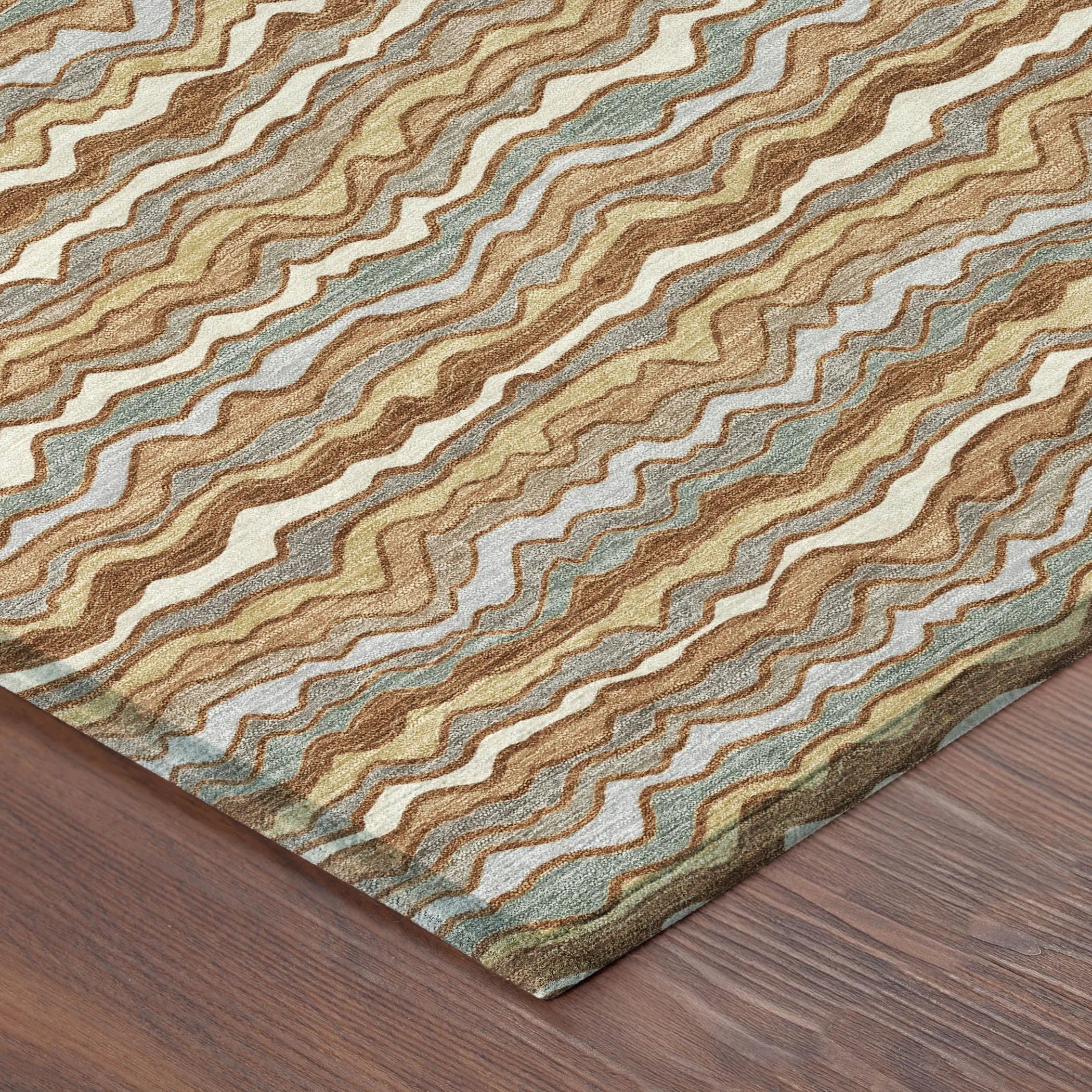 8' X 10' Orange And Copper Striped Washable Indoor Outdoor Area Rug Homeroots Outdoor