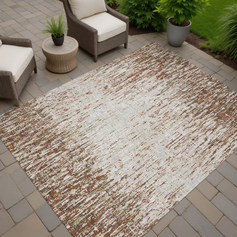 8' X 10' Orange And Copper Striped Washable Indoor Outdoor Area Rug Homeroots Outdoor