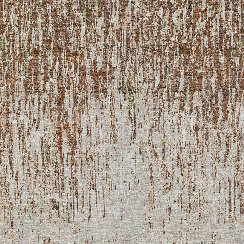 8' X 10' Orange And Copper Striped Washable Indoor Outdoor Area Rug Homeroots Outdoor
