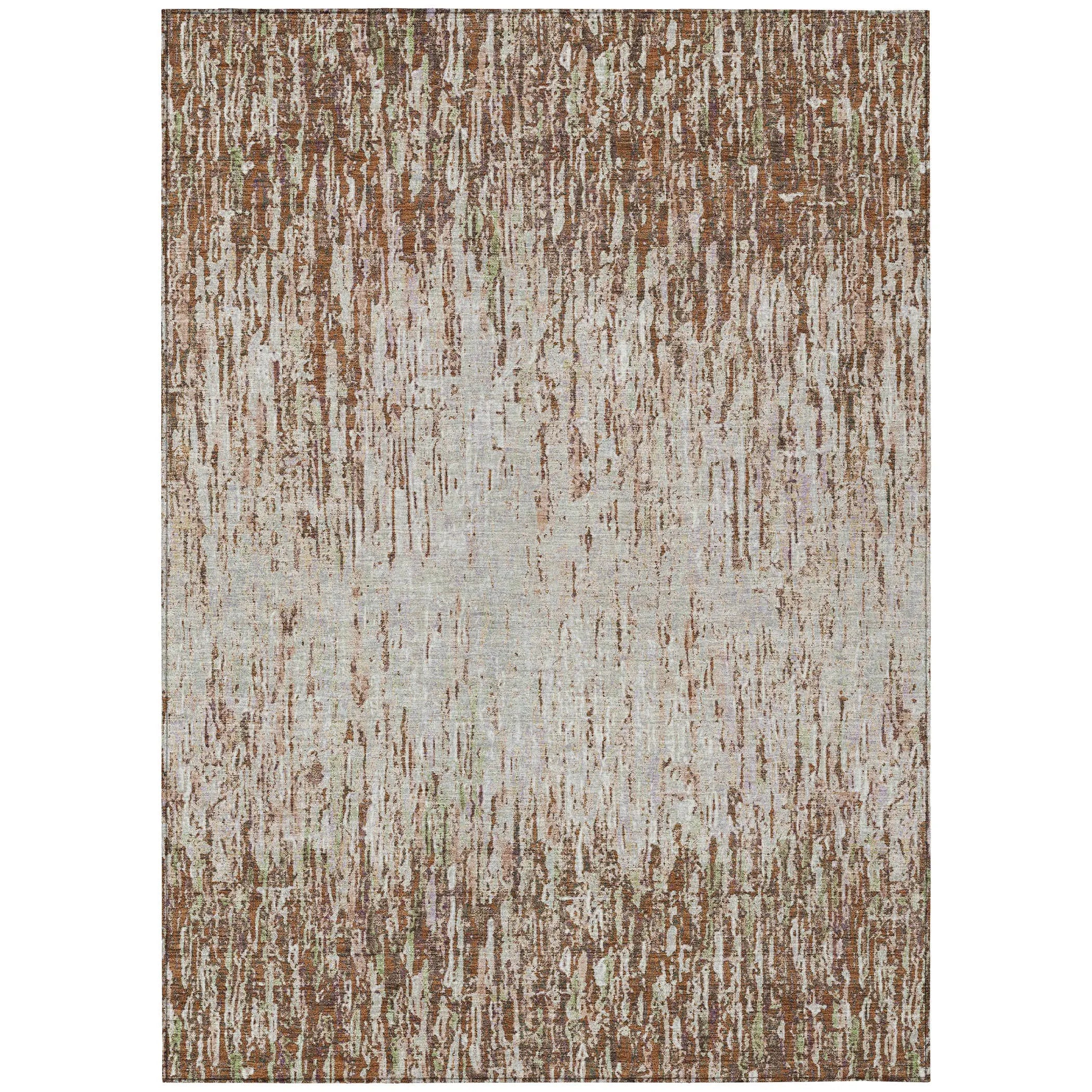 8' X 10' Orange And Copper Striped Washable Indoor Outdoor Area Rug Homeroots Outdoor