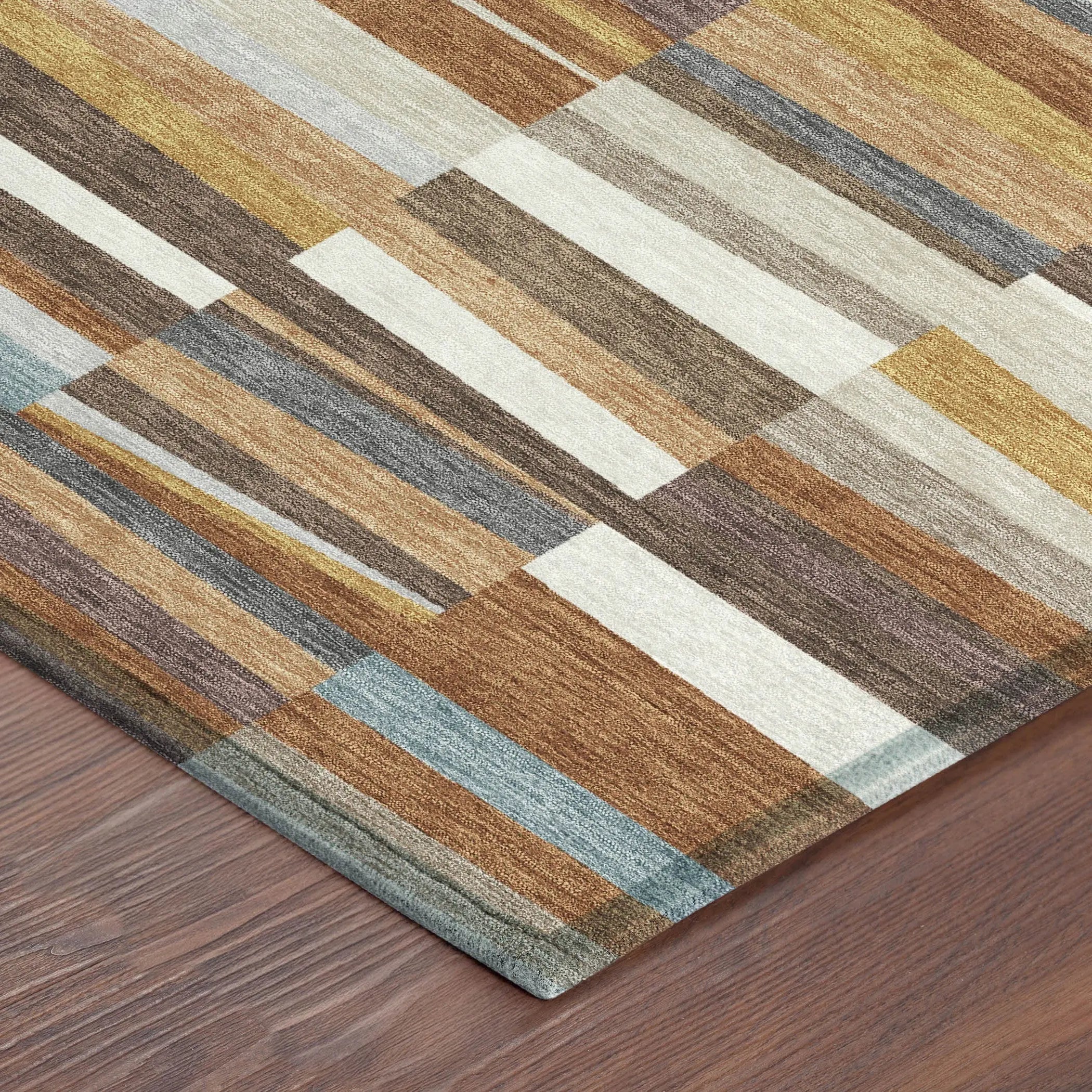 8' X 10' Orange And Copper Striped Washable Indoor Outdoor Area Rug Homeroots Outdoor