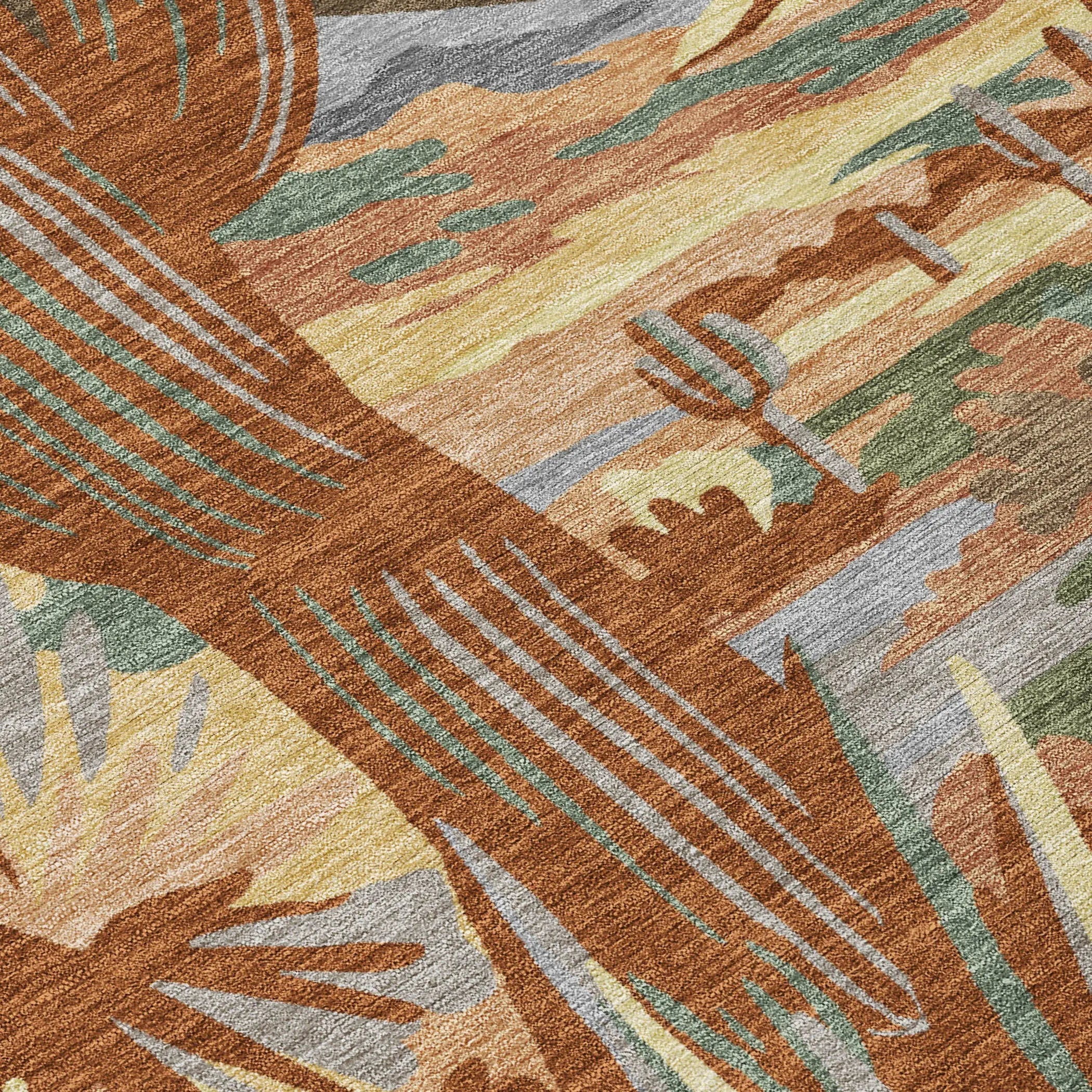 8' X 10' Orange And Copper Trees Washable Indoor Outdoor Area Rug Homeroots Outdoor