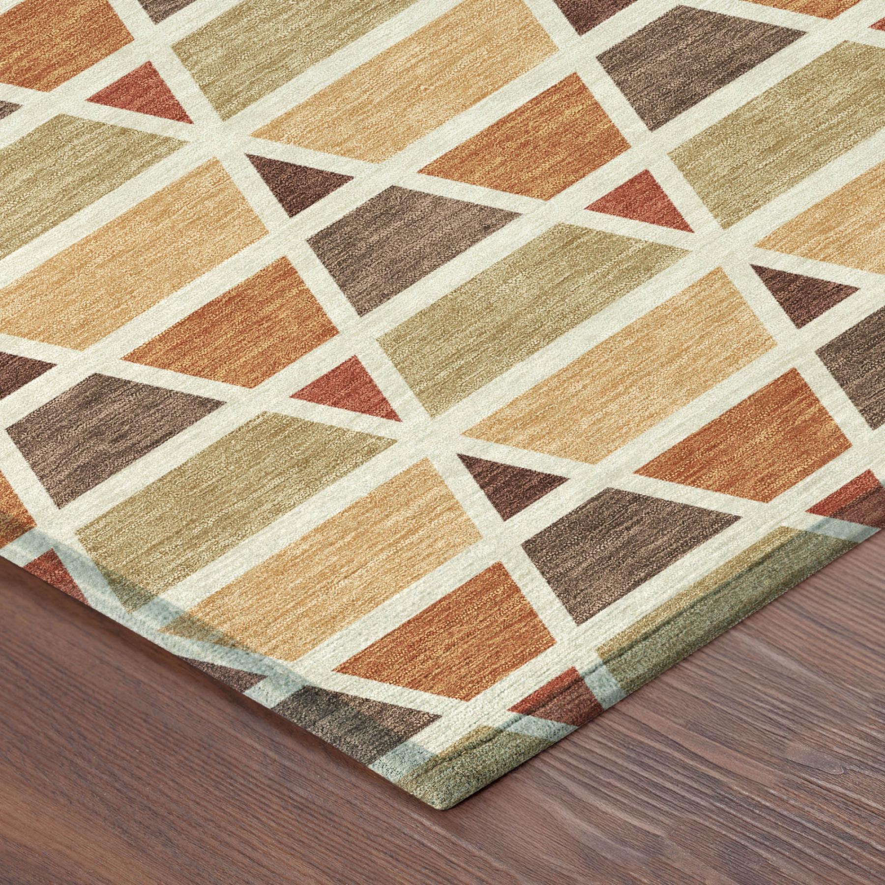 8' X 10' Orange And Cream Geometric Washable Indoor Outdoor Area Rug Homeroots Outdoor
