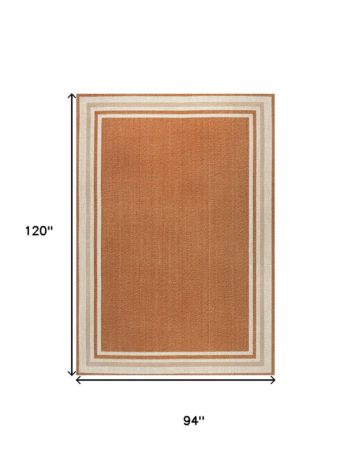 8' X 10' Orange And Cream Indoor Outdoor Area Rug Homeroots Outdoor