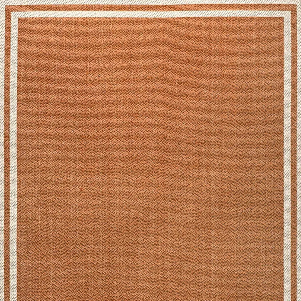 8' X 10' Orange And Cream Indoor Outdoor Area Rug Homeroots Outdoor