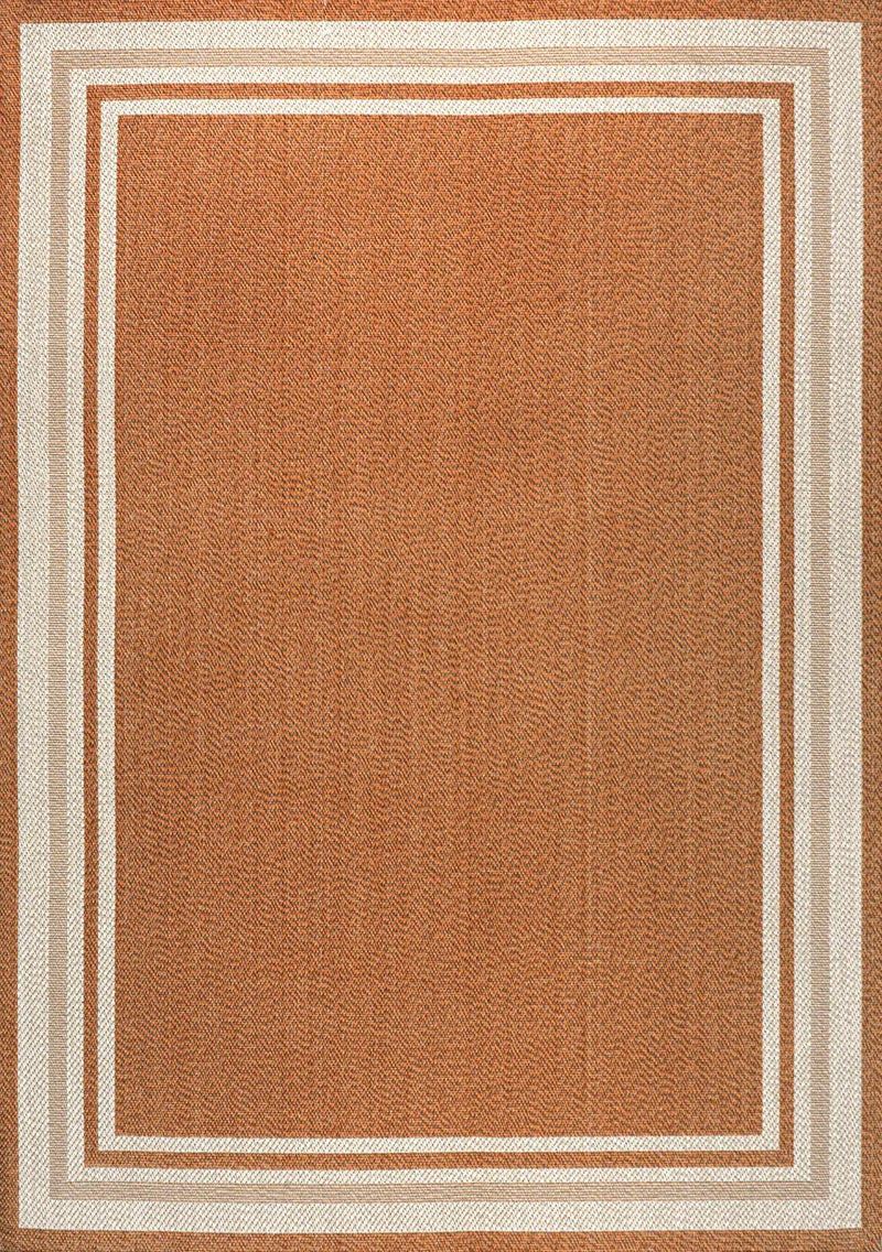 8' X 10' Orange And Cream Indoor Outdoor Area Rug Homeroots Outdoor