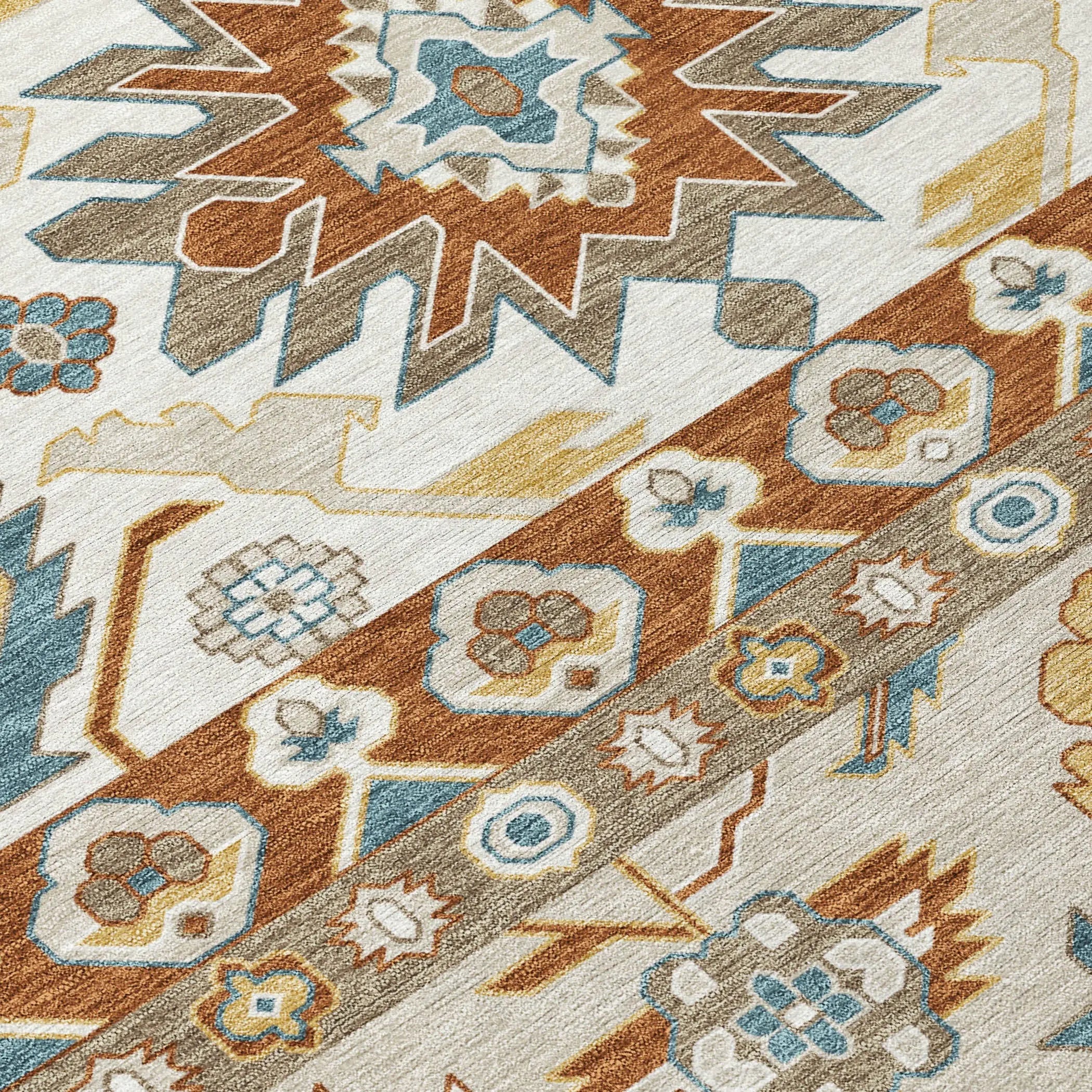 8' X 10' Orange And Gold Cactus Washable Indoor Outdoor Area Rug Homeroots Outdoor