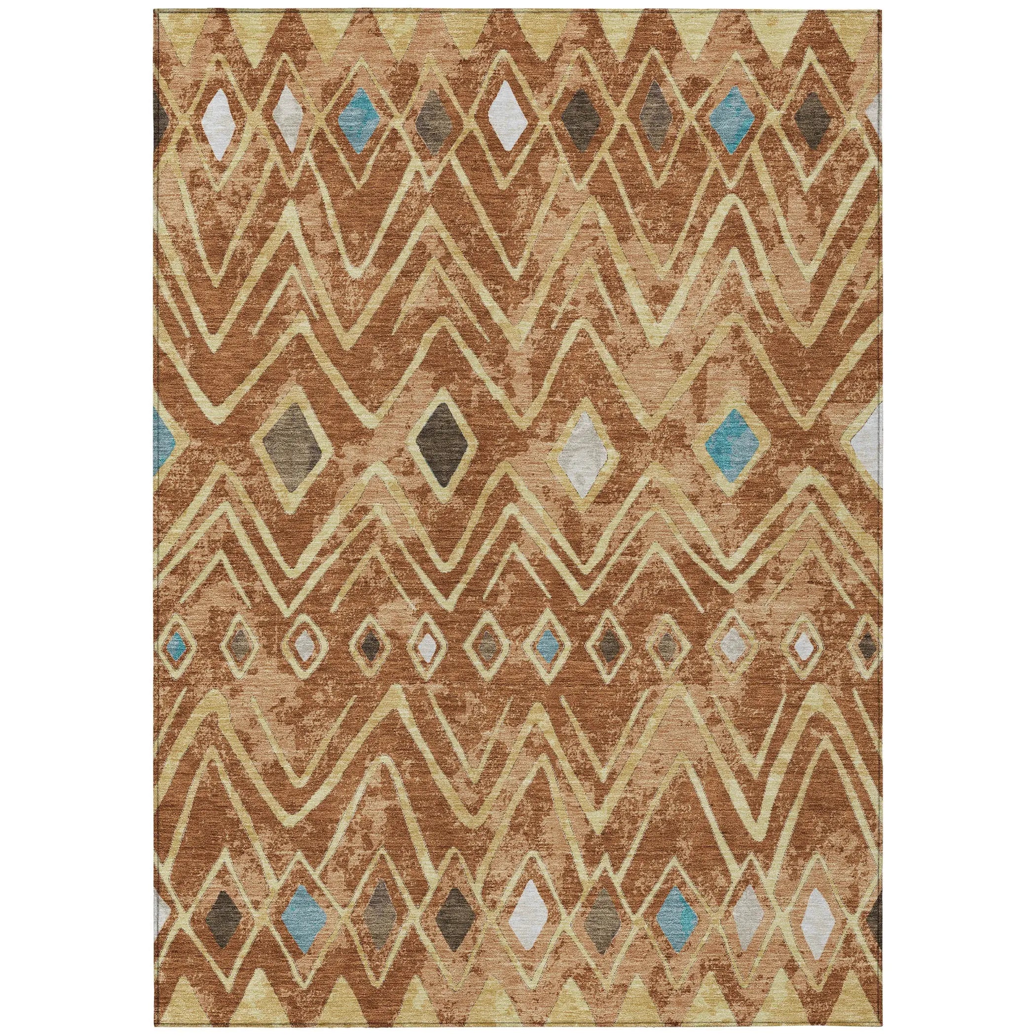 8' X 10' Orange And Graphite Geometric Washable Indoor Outdoor Area Rug Homeroots Outdoor