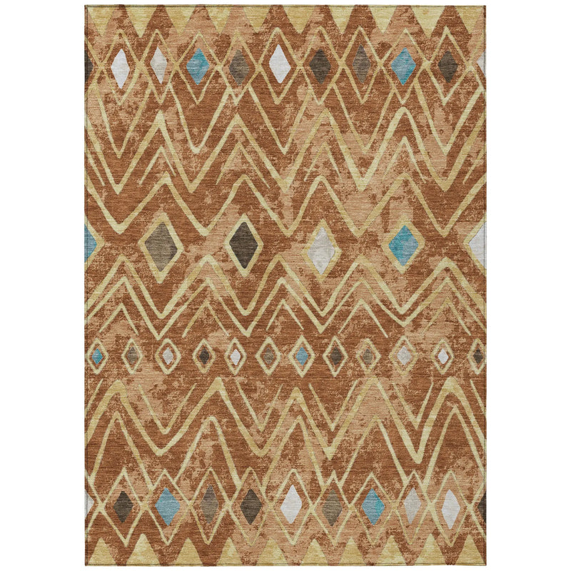 8' X 10' Orange And Graphite Geometric Washable Indoor Outdoor Area Rug Homeroots Outdoor