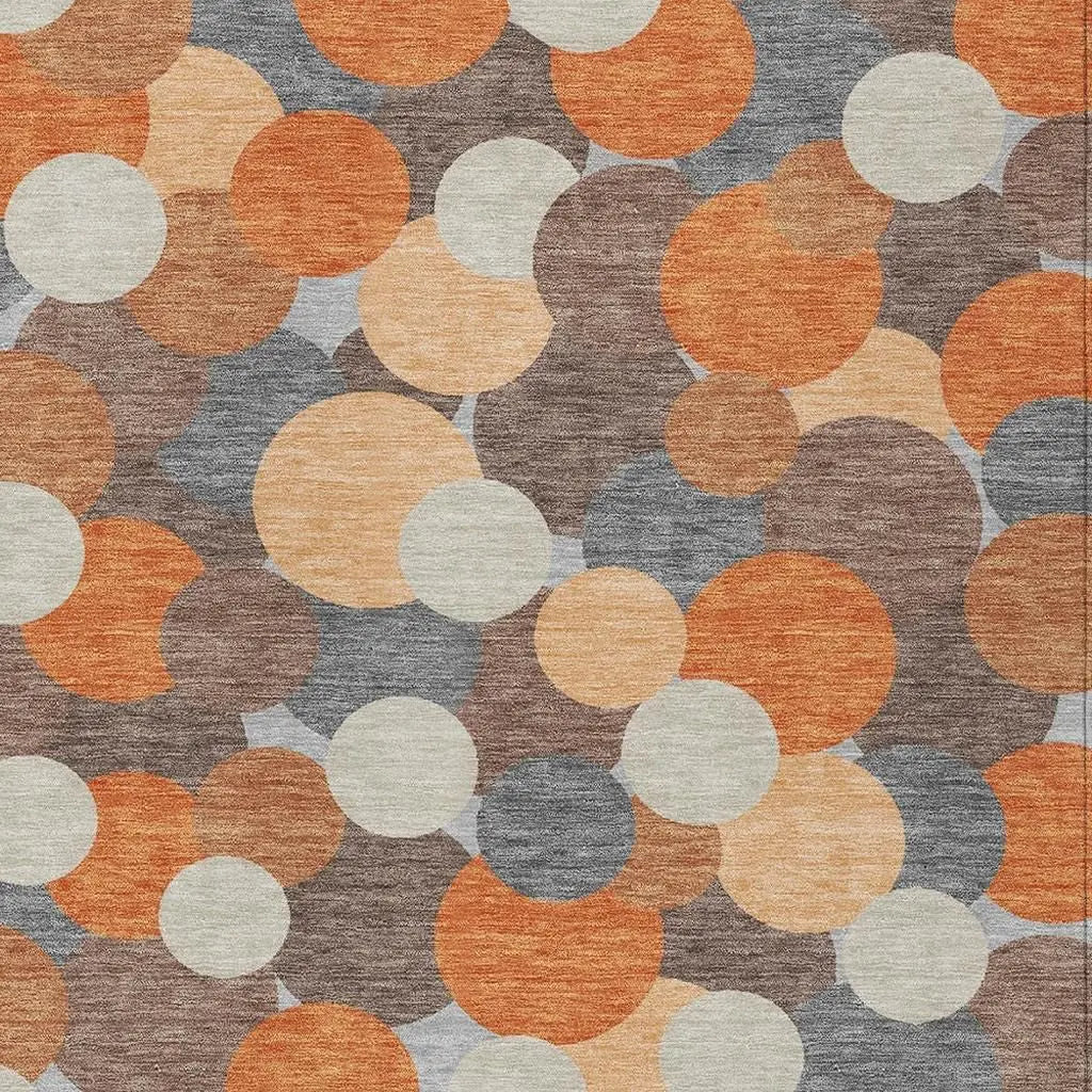 8' X 10' Orange And Gray Geometric Washable Indoor Outdoor Area Rug Homeroots Outdoor