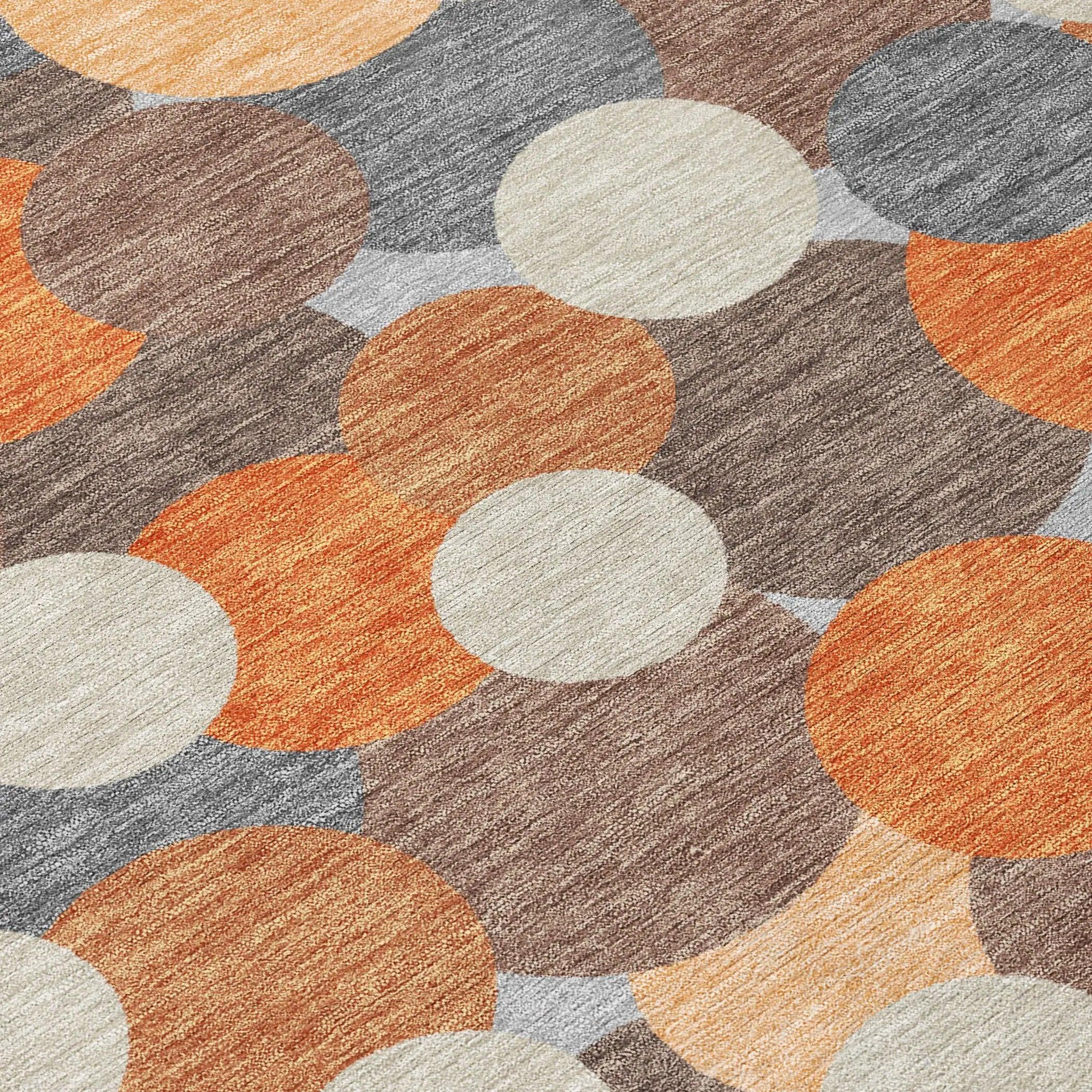 8' X 10' Orange And Gray Geometric Washable Indoor Outdoor Area Rug Homeroots Outdoor