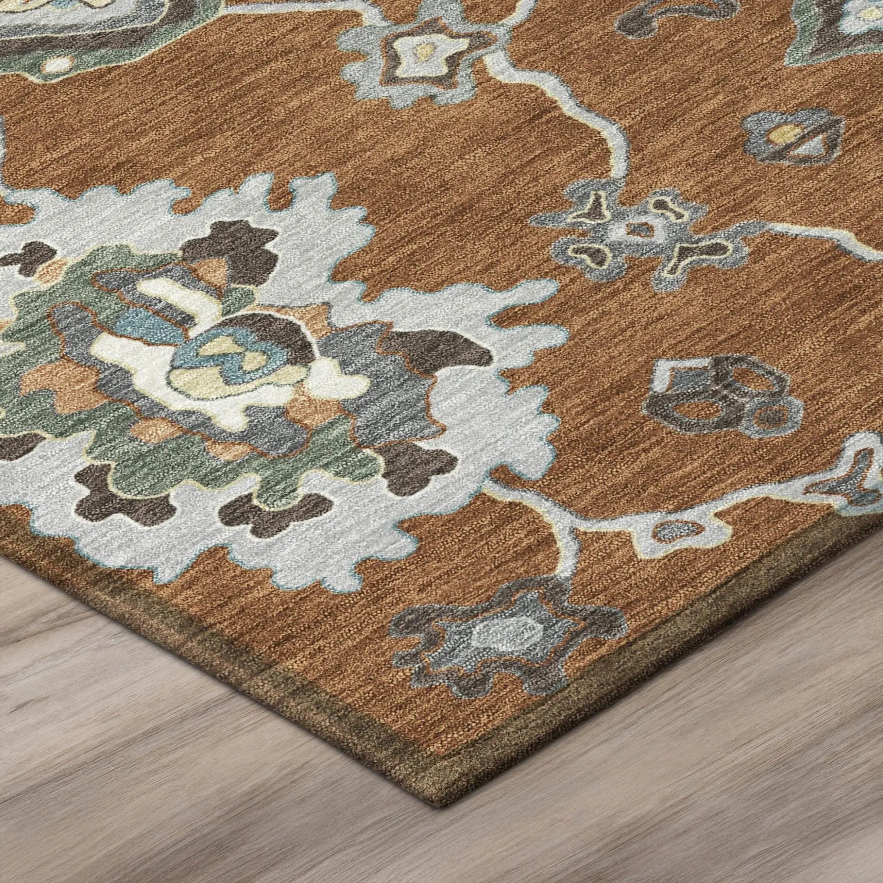 8' X 10' Orange And Gray Oriental Washable Indoor Outdoor Area Rug Homeroots Outdoor