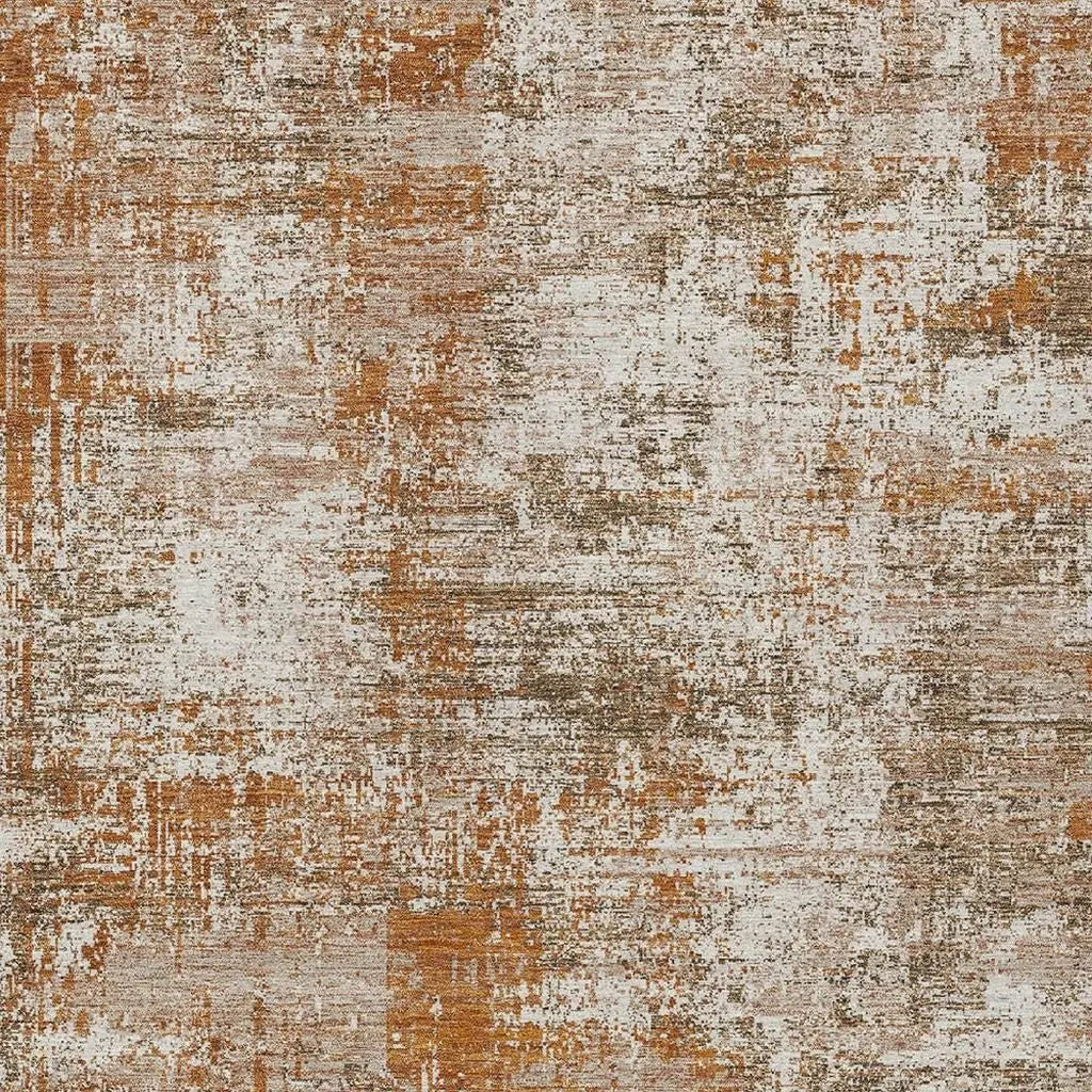 8' X 10' Orange And Green Abstract Washable Indoor Outdoor Area Rug Homeroots Outdoor