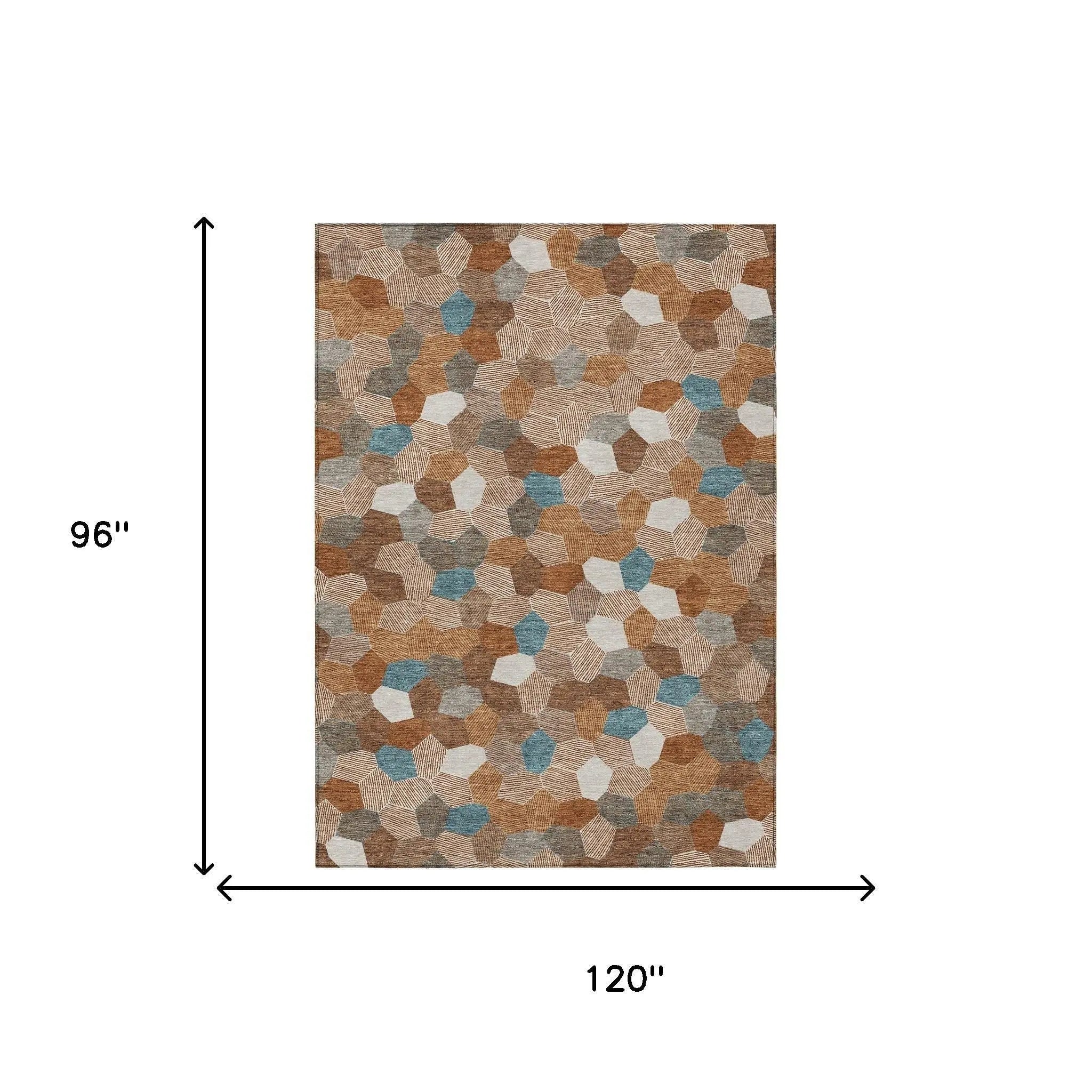 8' X 10' Orange And Ivory Geometric Washable Indoor Outdoor Area Rug Homeroots Outdoor
