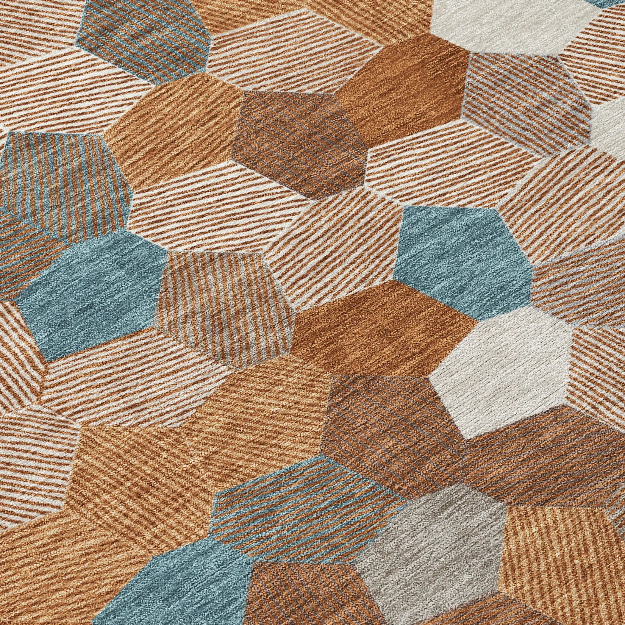 8' X 10' Orange And Ivory Geometric Washable Indoor Outdoor Area Rug Homeroots Outdoor