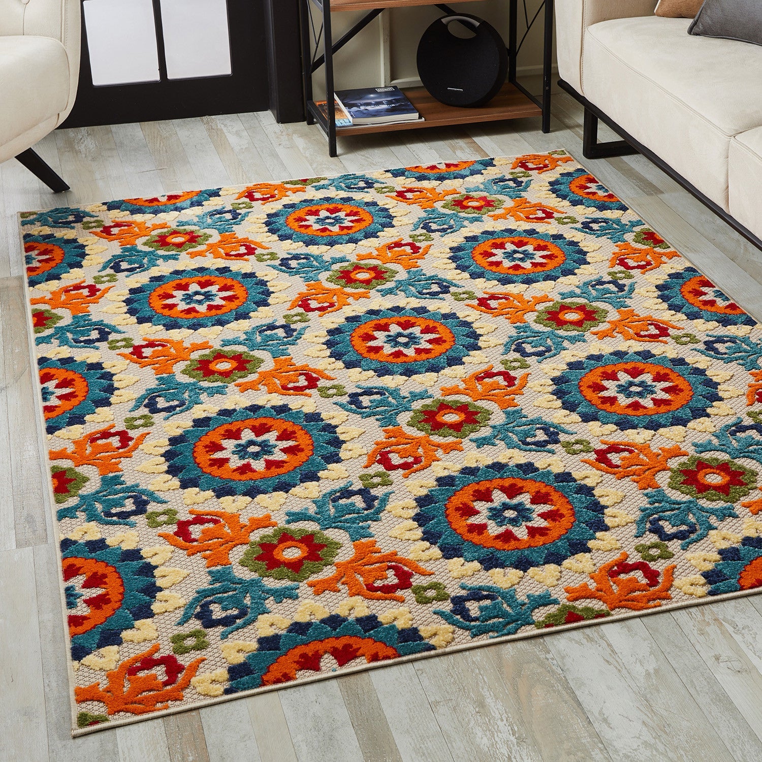 8' X 10' Orange And Ivory Indoor Outdoor Area Rug Homeroots Outdoor